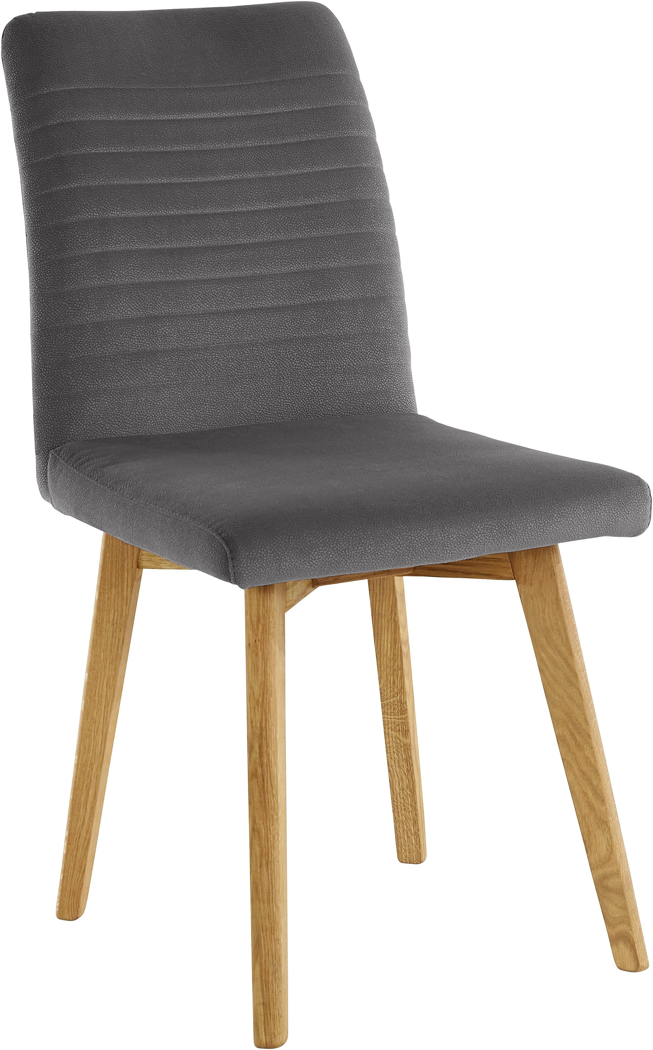 OTTO products Eetkamerstoel Alessja Bekleding van microvezel, frame van eiken massief hout (set, 2 stuks)