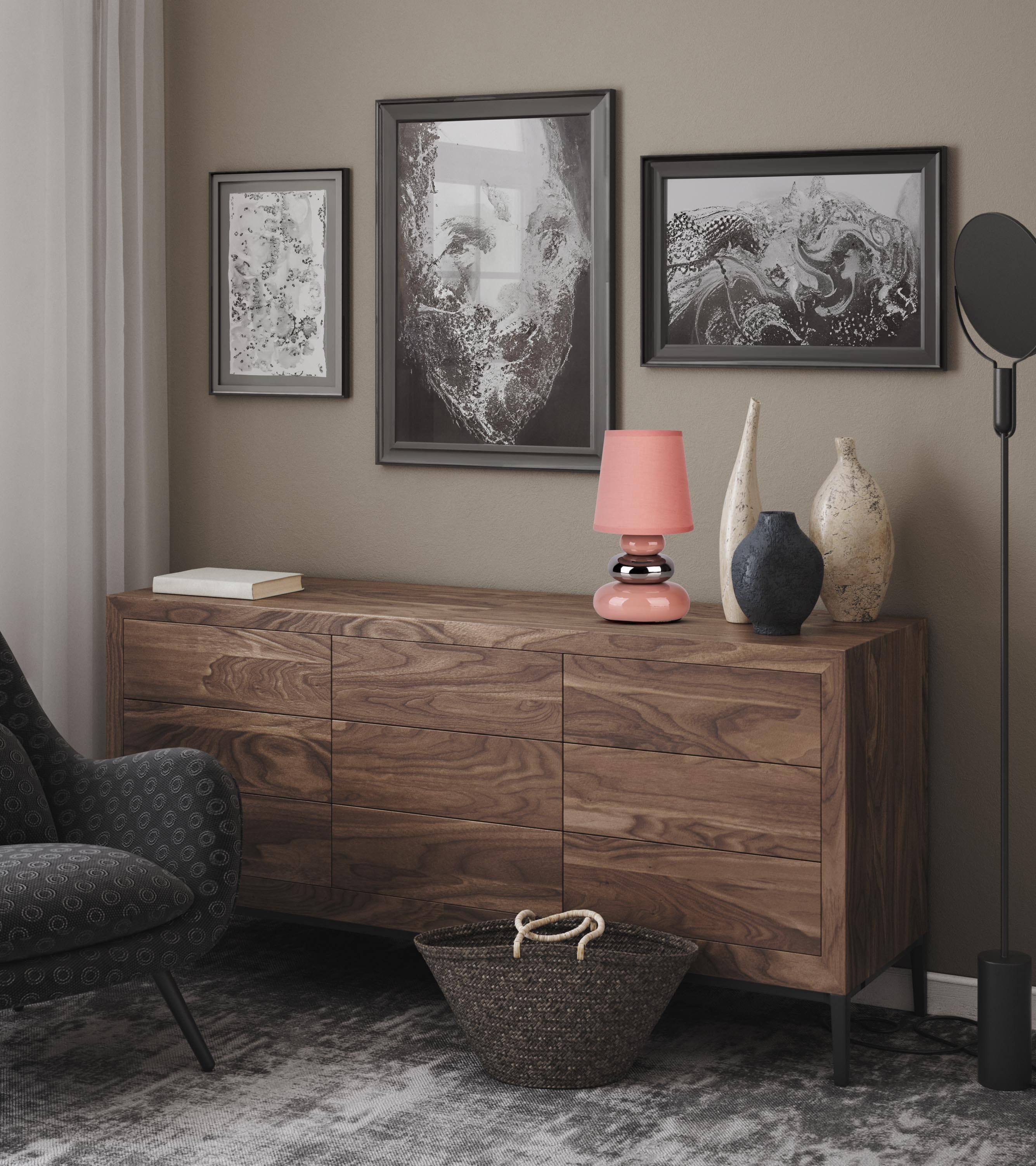 näve Tafellamp Stoney met keramieken voet en textielen kap, 1xe14/max.40 w (1 stuk)