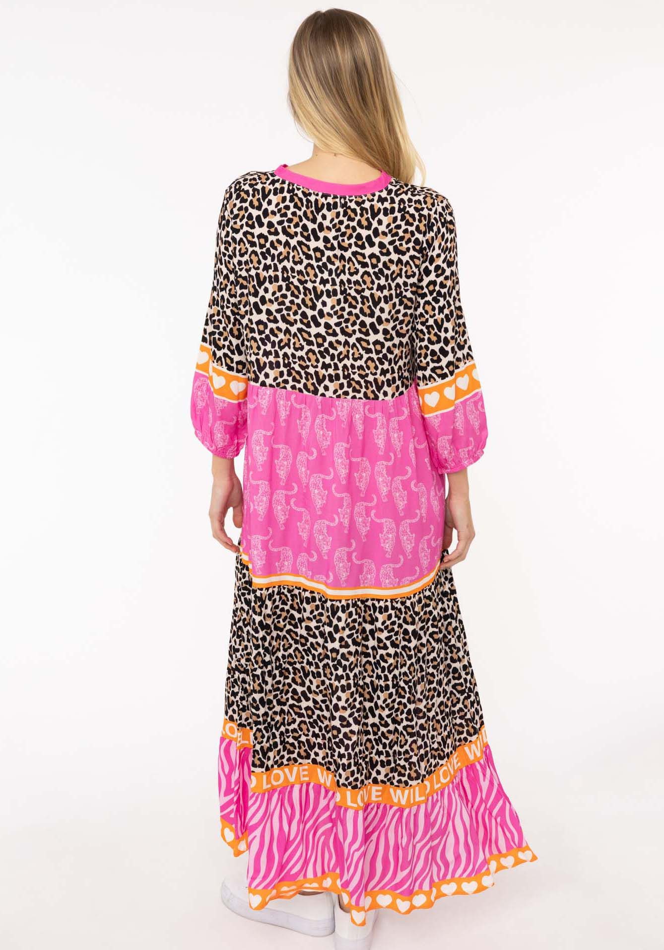 Zwillingsherz Maxi-jurk Wild Love met leo, zebra en patroonmix