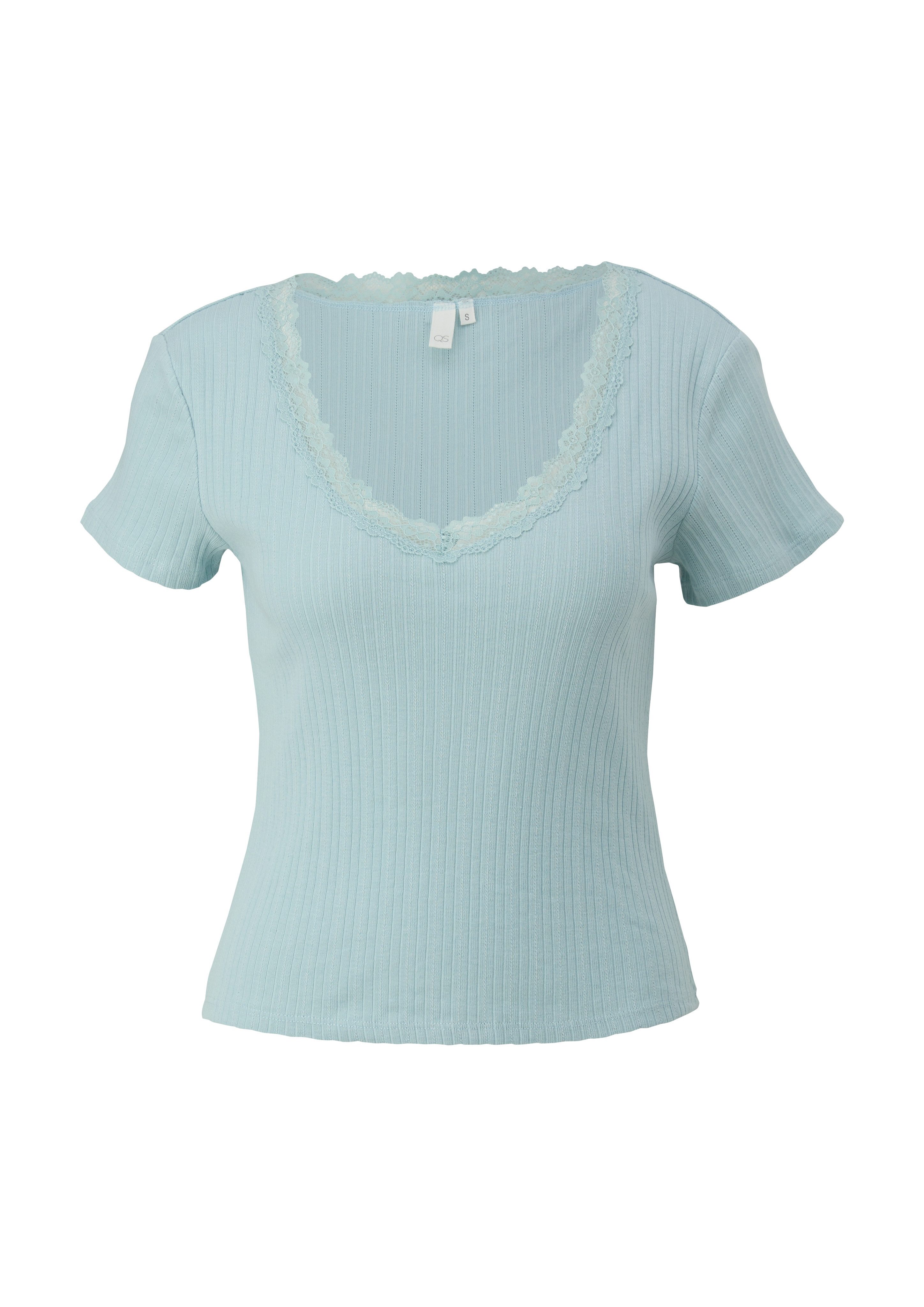 Q S designed by T-shirt met kanten details