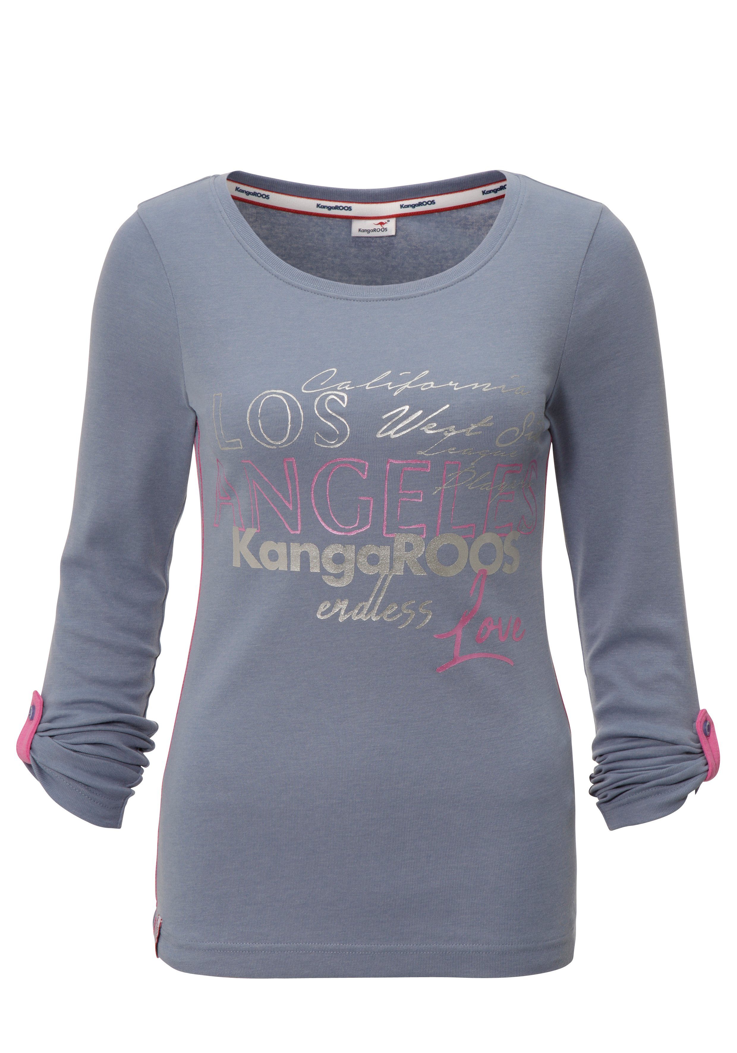 KangaROOS Shirt met lange mouwen zeer figuurvolgende pasvorm, van rekbare ribstof