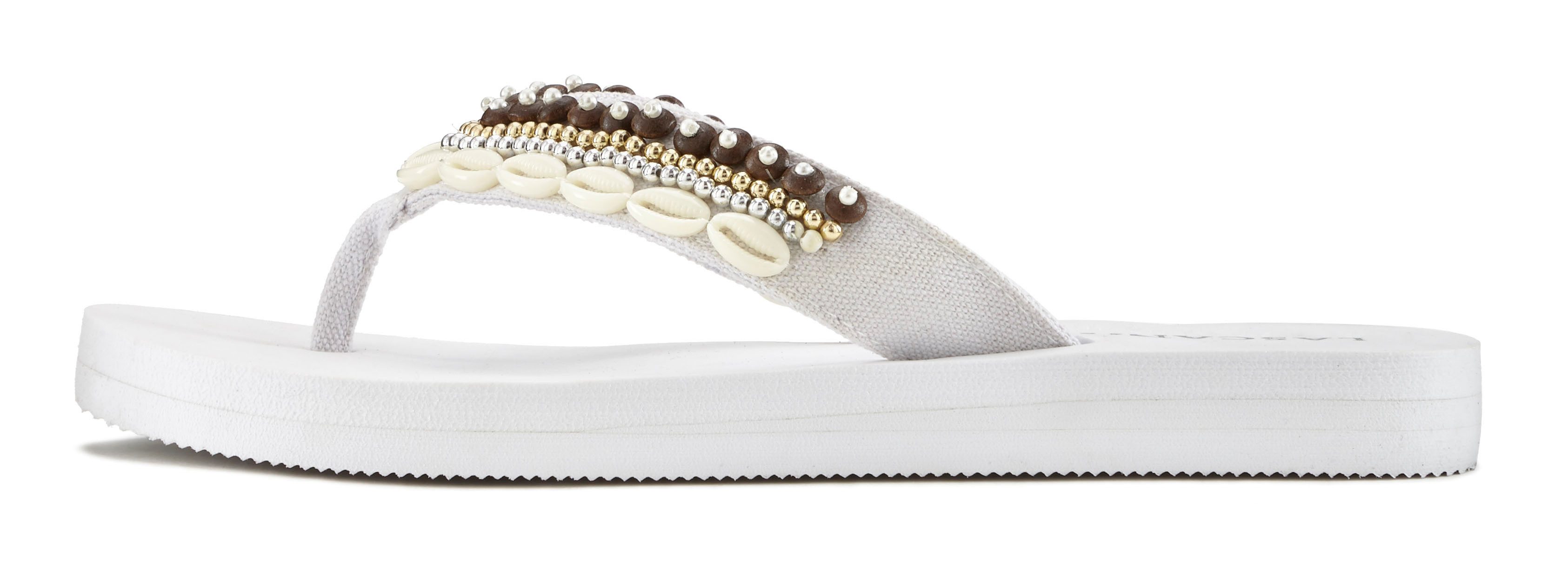 Lascana Badslippers Sandaal, pantoletten, badschoen met schelpimitaten VEGAN