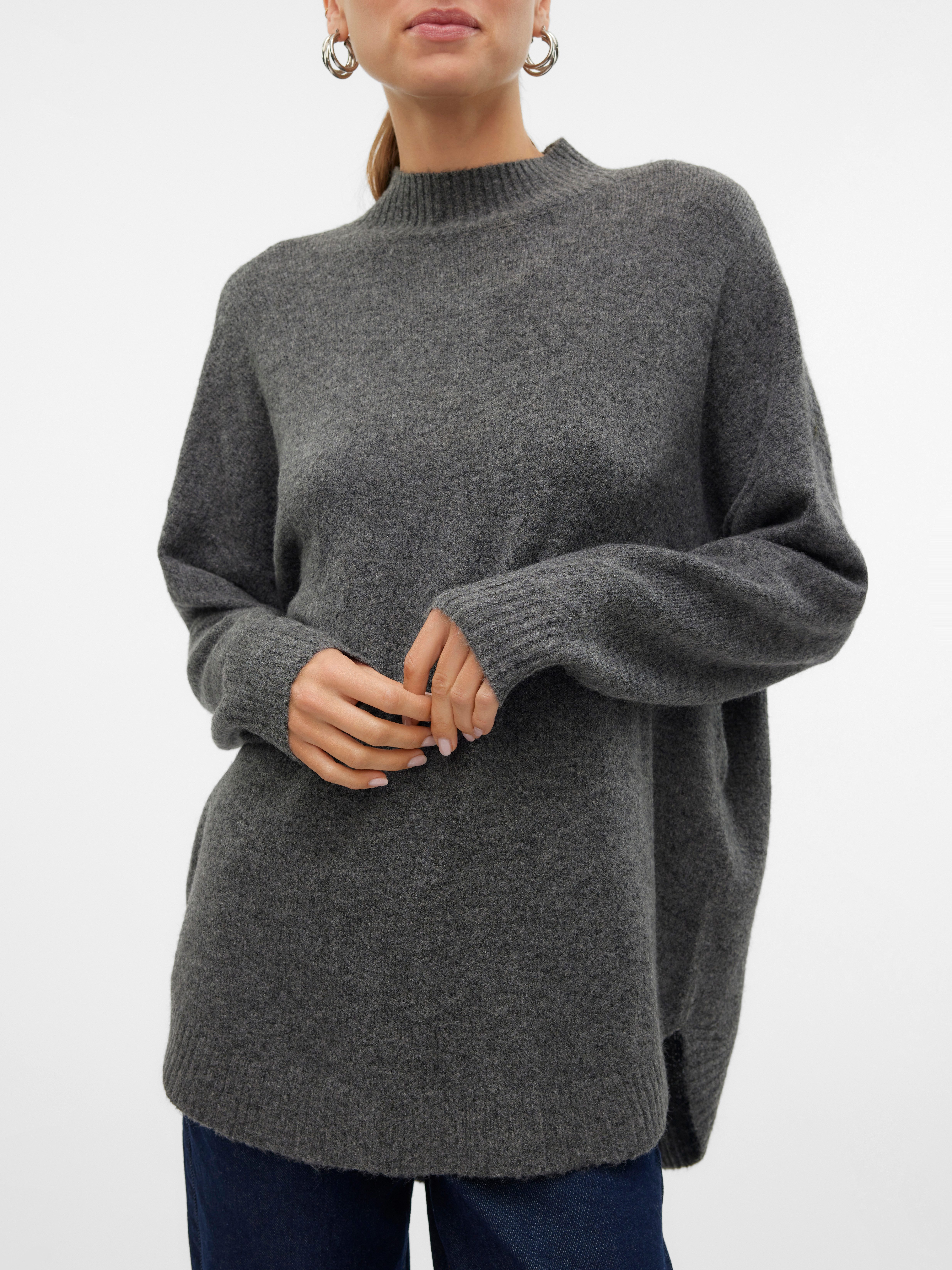Vero Moda Gebreide trui VMPLAZA LS HIGHNECK LONG PULLOVER GA BOO