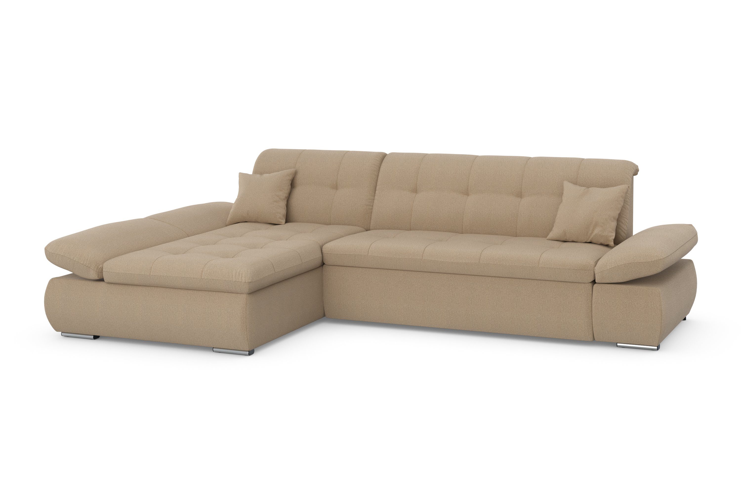 DOMO collection Hoekbank Moric, L-vorm, XXL-bank - Breedte 300cm XXL-formaat, optioneel ook met slaapbank functie en verstelling armleuning,