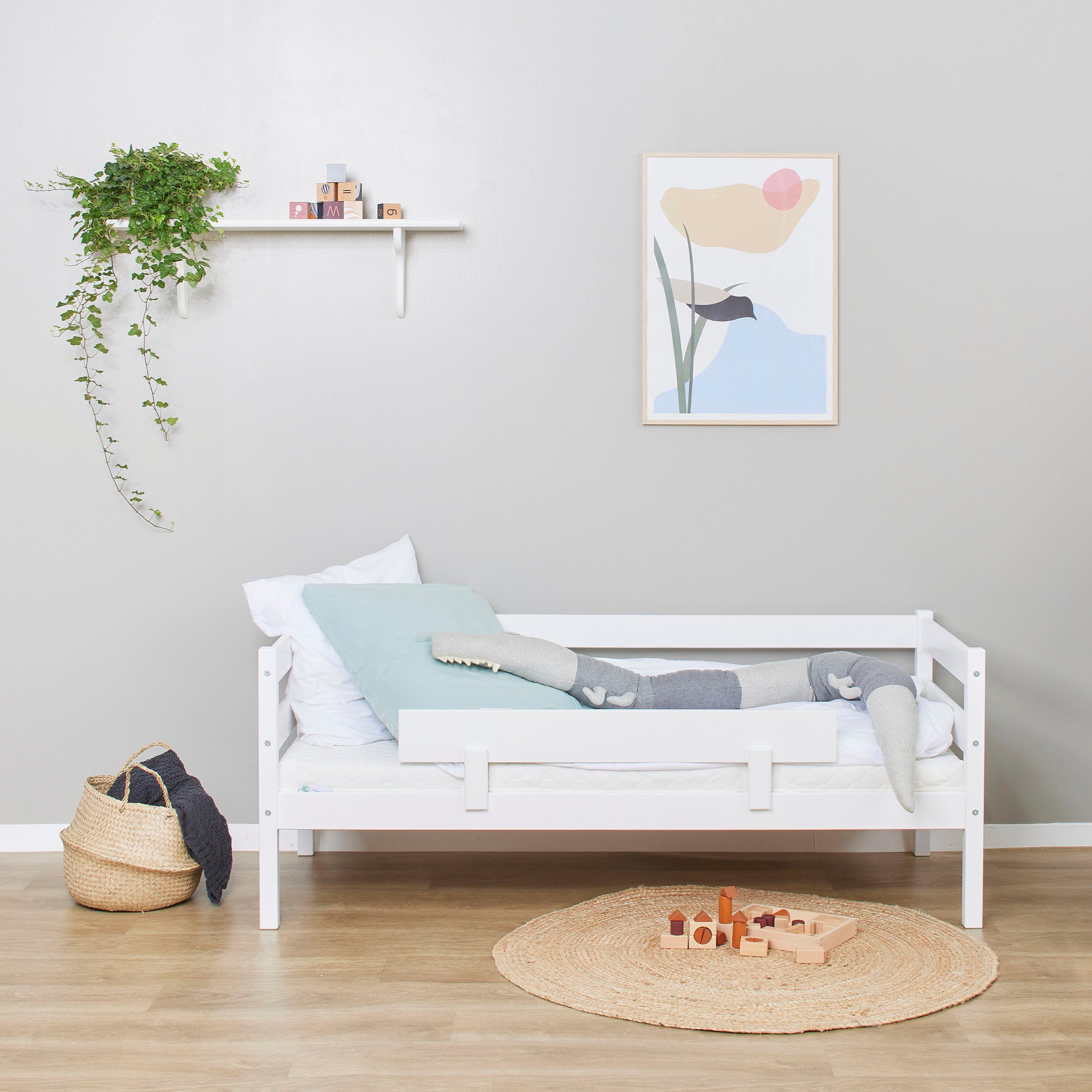 Hoppekids 1-persoonsledikant ECO Comfort kinderbed, massief grenenhout, tienerbed inclusief lattenbodem (set)