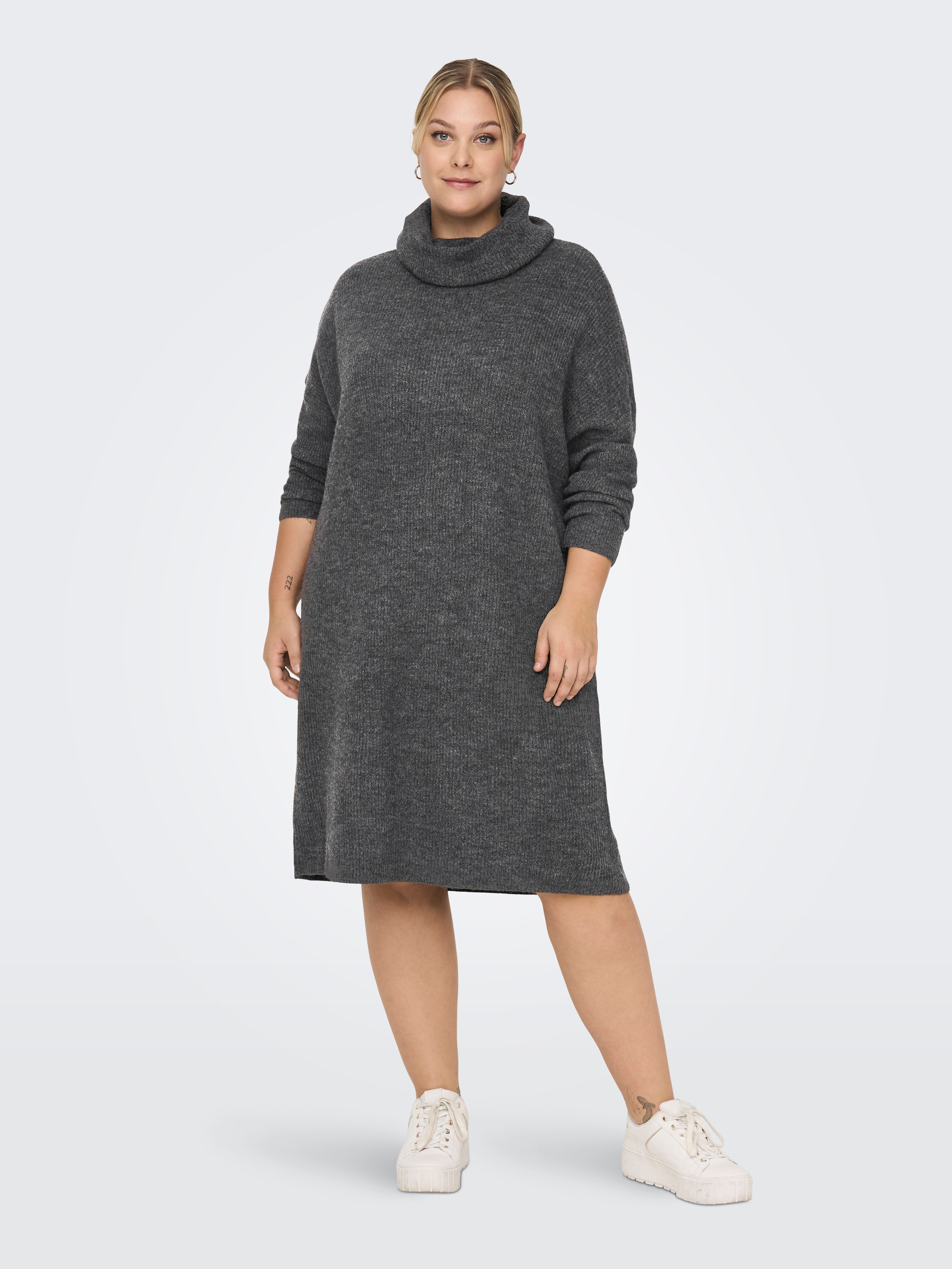 ONLY CARMAKOMA Gebreide jurk CARJANA L S COWLNCK DRESS WOOL KNT
