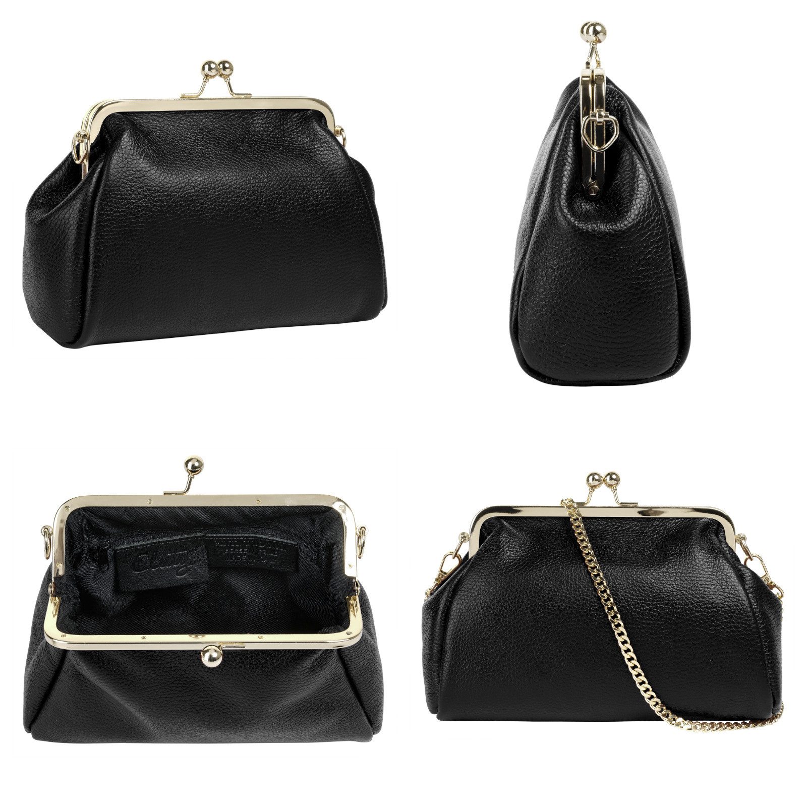 Cluty Avondtasje echt leer, made in italy