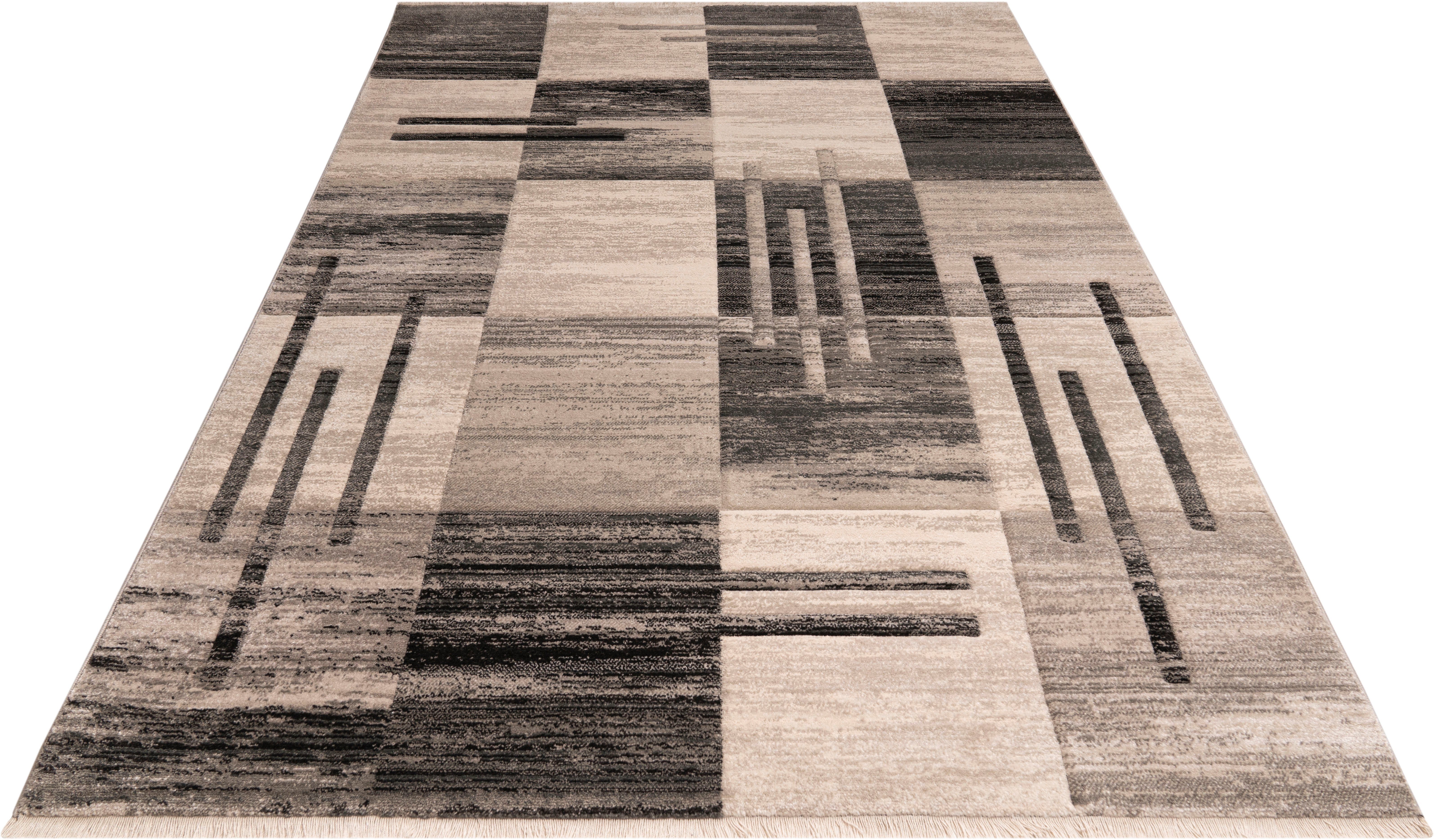 my home Vloerkleed Beliz met contour snit, kortflor, 3d-ontwerp, met franjes, woonkamer