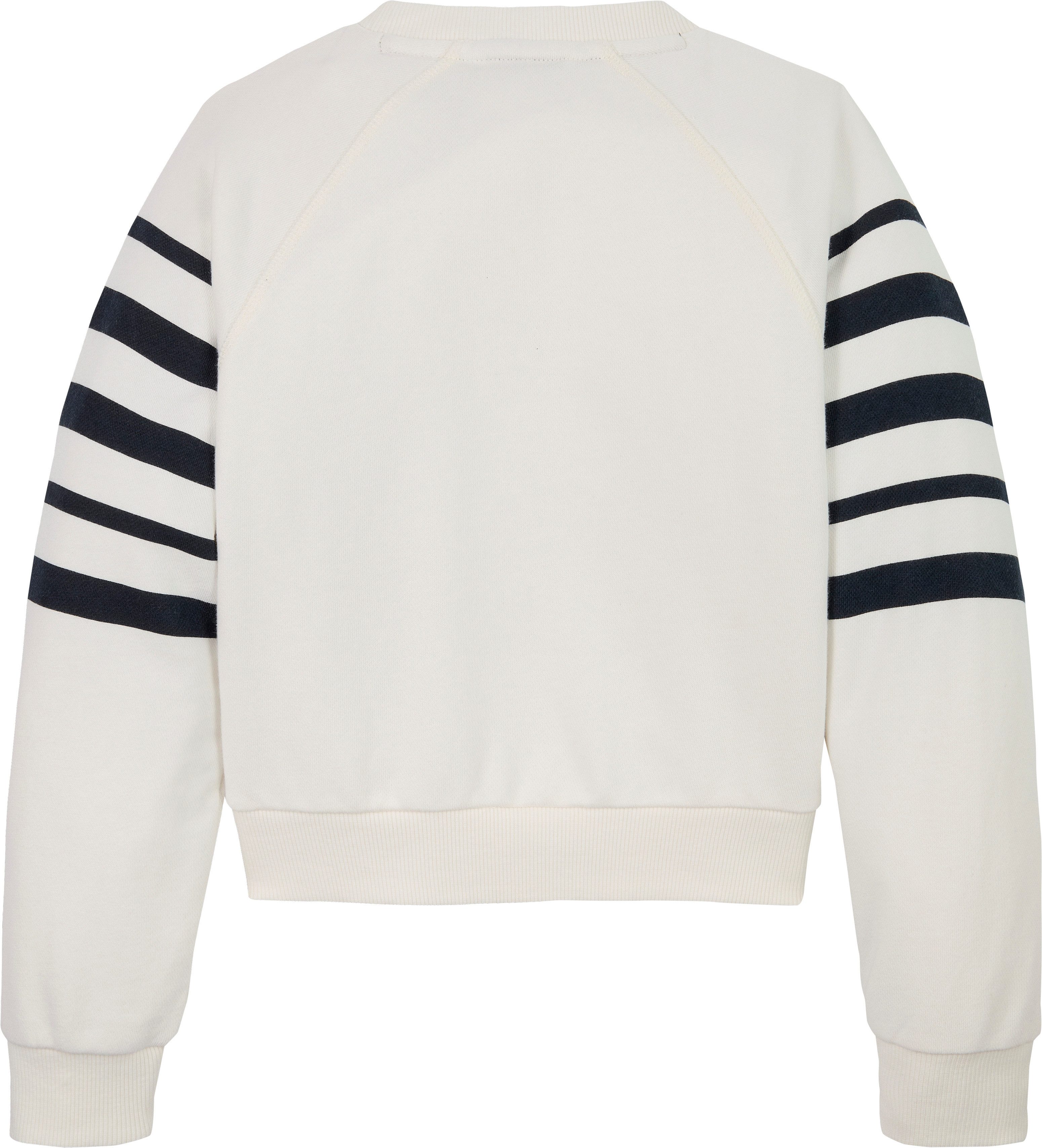 Tommy Hilfiger Sweatshirt TOMMY SCRIPT CN SWEATSHIRT met logo-borduursel, met streepjespatroon