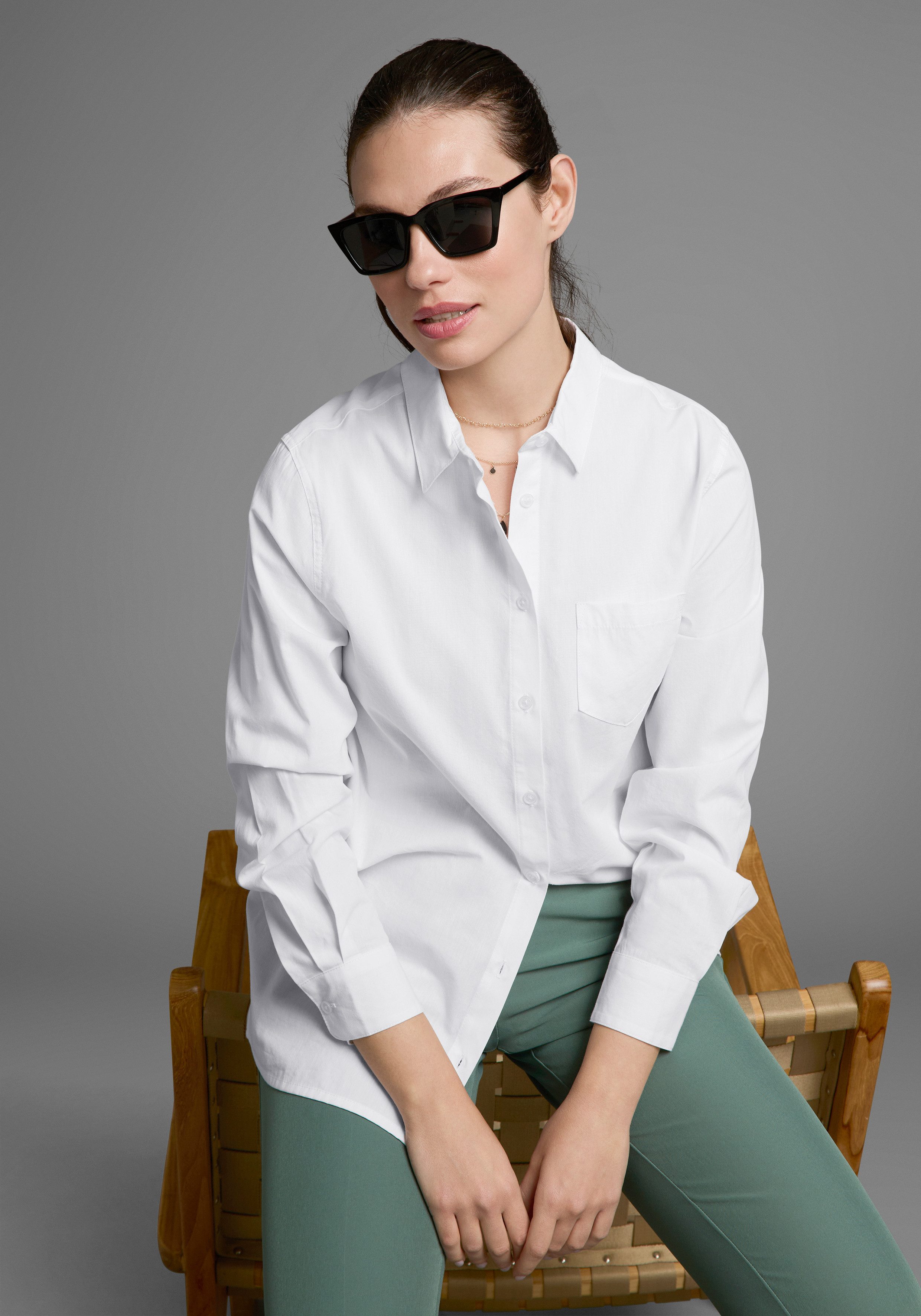 Laura Scott Lange blouse met borstzak