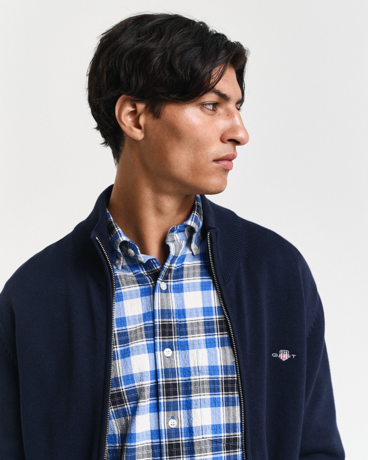 Gant Cardigan CASUAL COTTON ZIP CARDIGAN Met ribbels aan opstaande kraag, mouwen en zoom