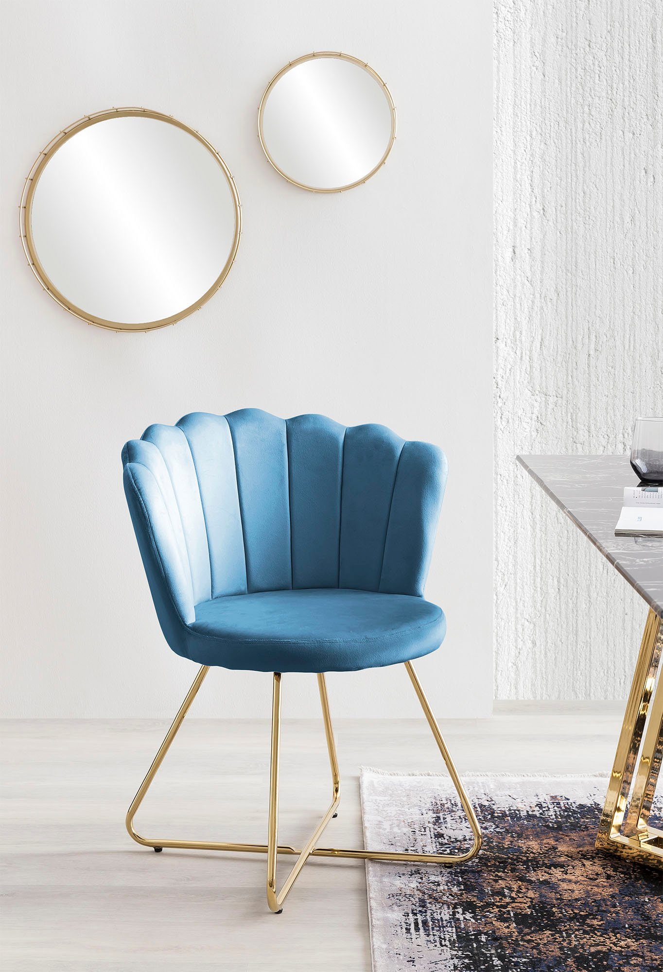 SalesFever Stoel Kuip design (set, 2 stuks) 4 poot stoelen blauw