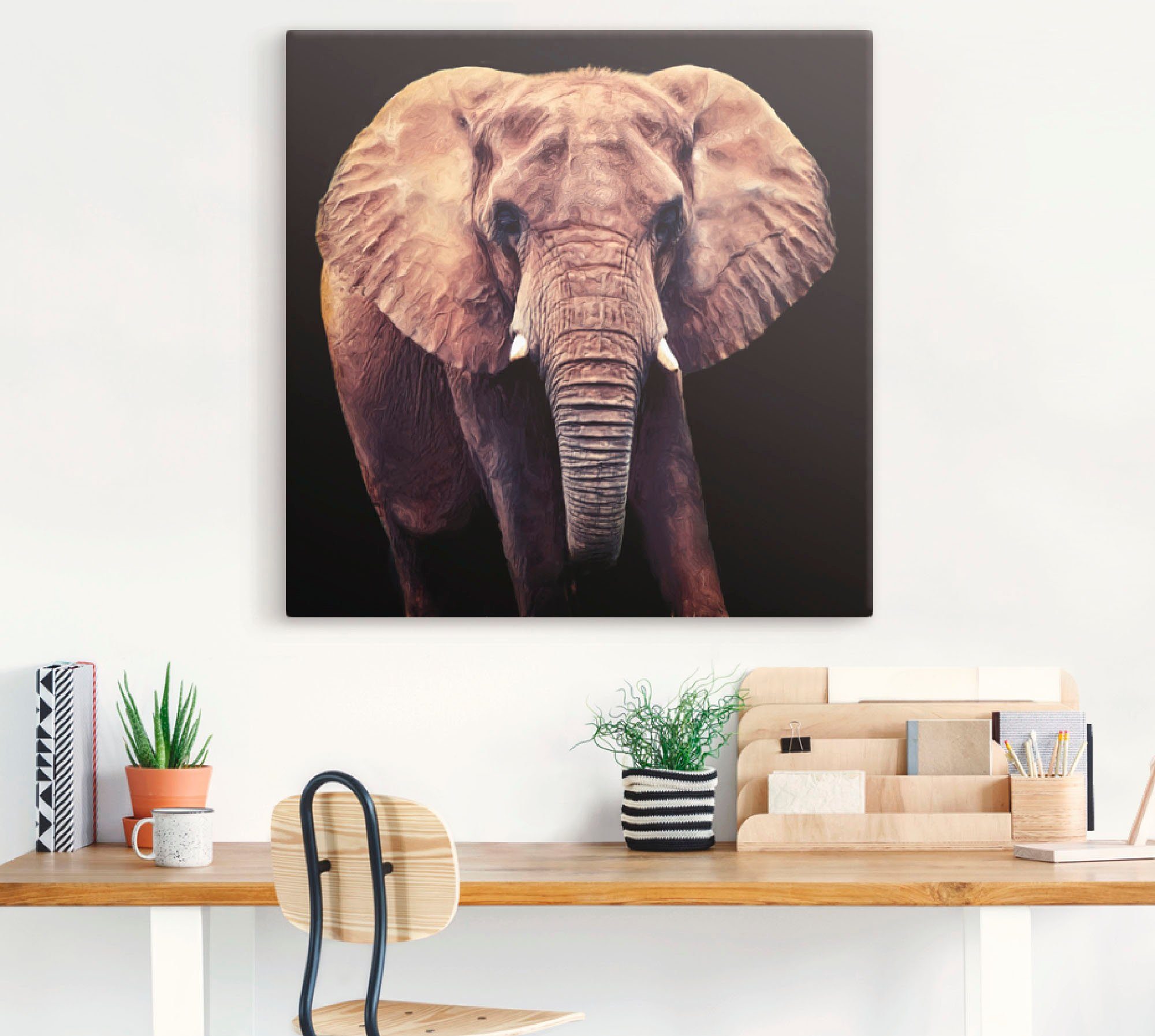 Artland Artprint op linnen Olifant gespannen op een spieraam