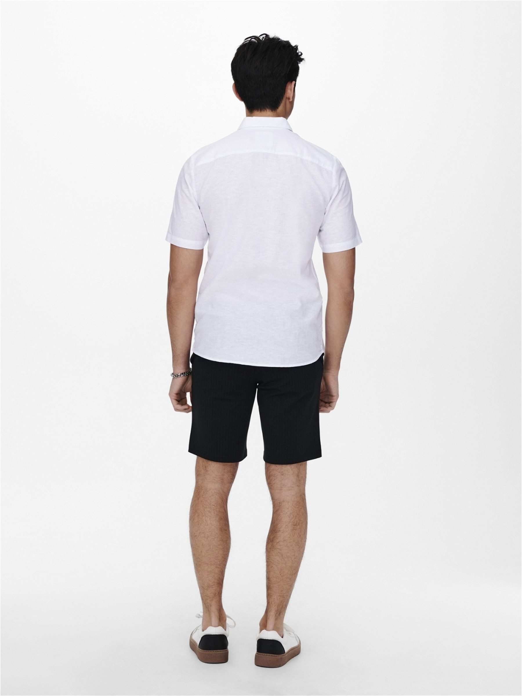 ONLY & SONS Overhemd met korte mouwen ONSCAIDEN SS SOLID LINEN SHIRT NOOS