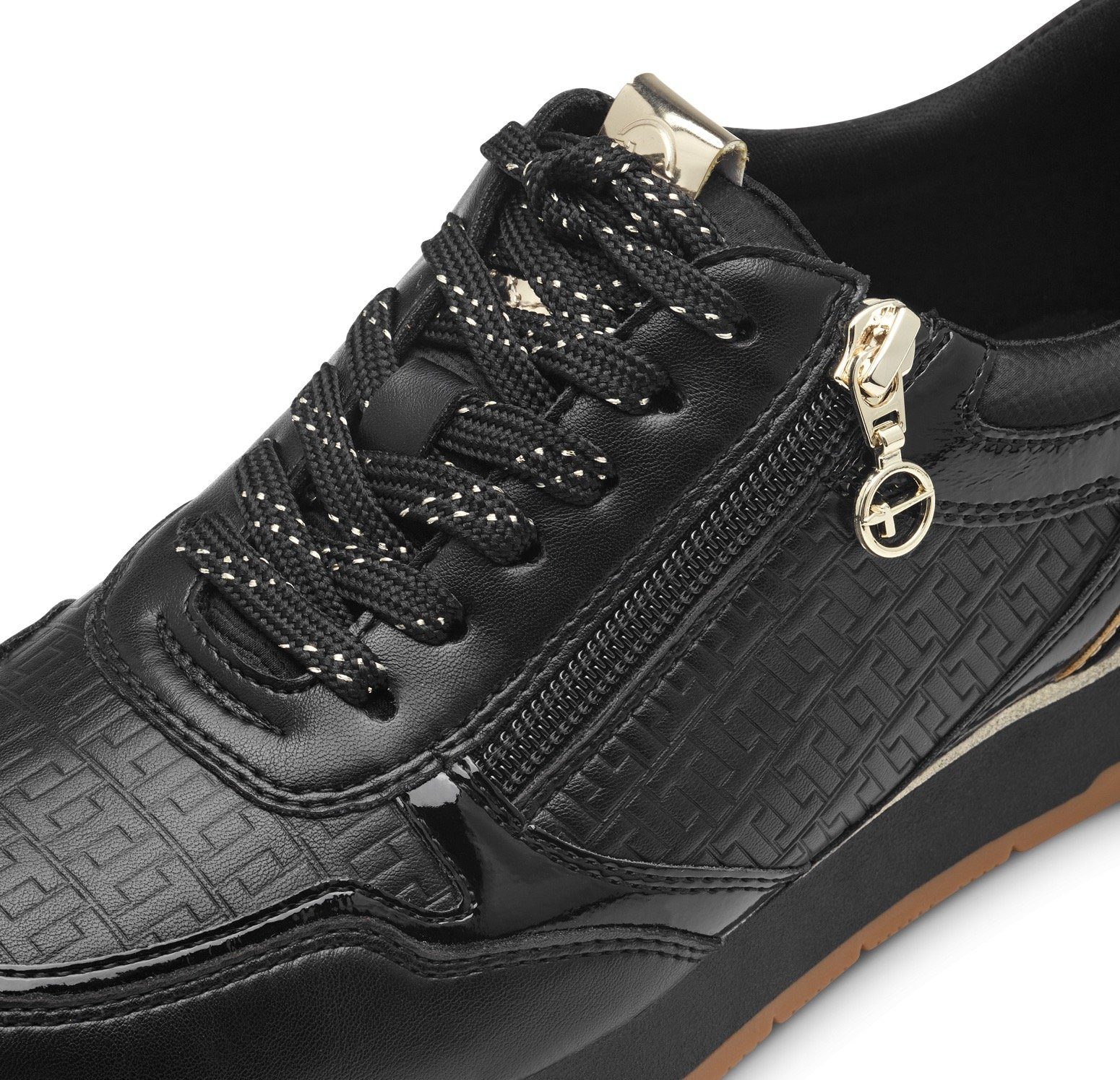 Tamaris Plateausneakers vrijetijdsschoen, lage schoen, veterschoen met subtiele metallic-details