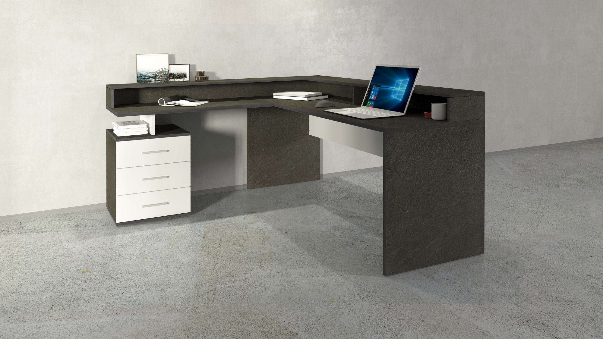 INOSIGN Hoekbureau New Selina Bureau, lades, met of zonder monitorsteun, B 180/160 cm