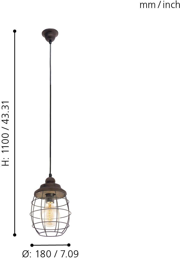 EGLO Hanglamp BAMPTON hanglamp, Eettafellamp, Lamp voor de woonkamer, E27