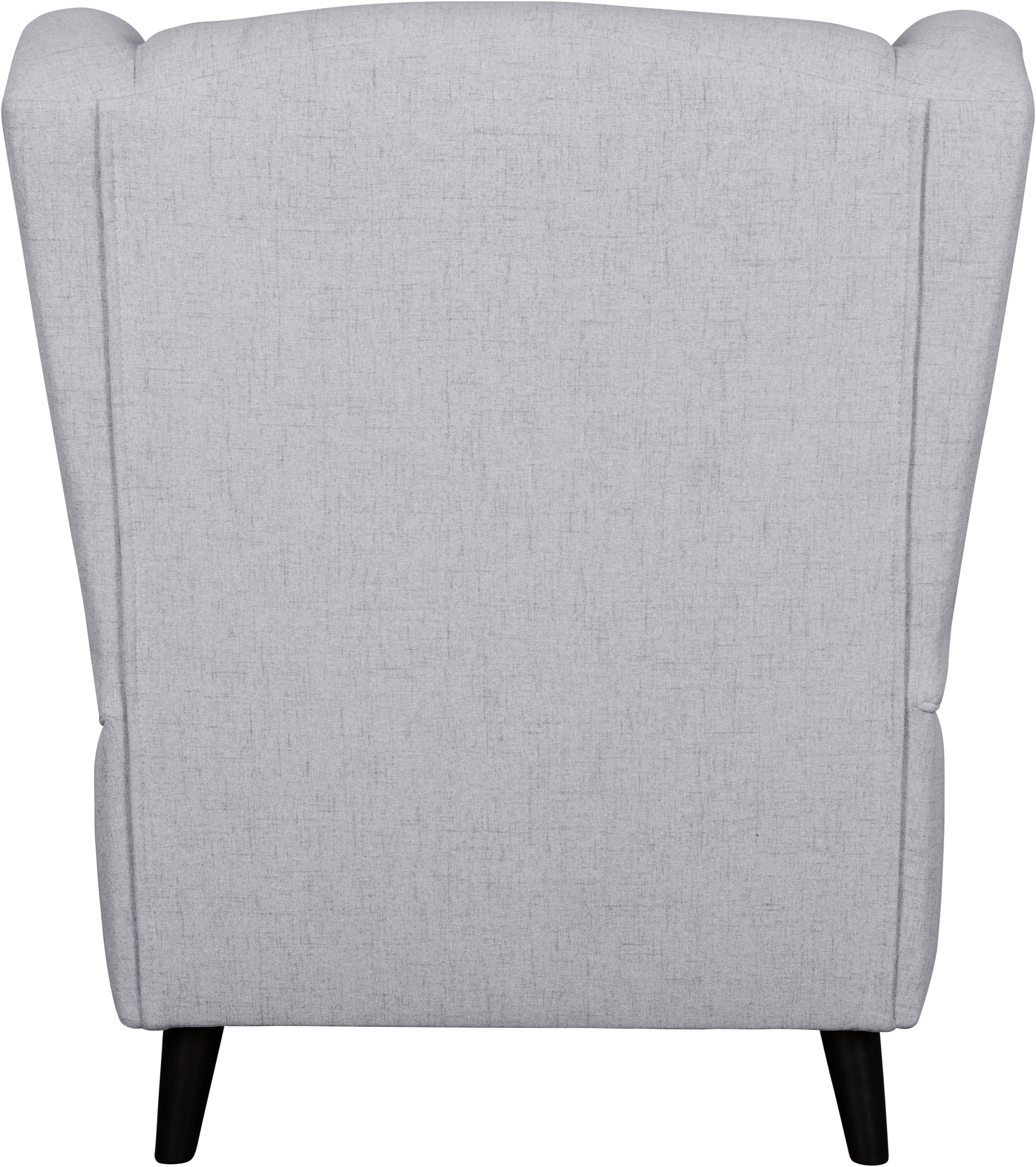 Home affaire Fauteuil Ohrensessel CHISTELLE, optioneel met poef met golfondersteuning, afmetingen: b/d/h: 81/87/99 cm
