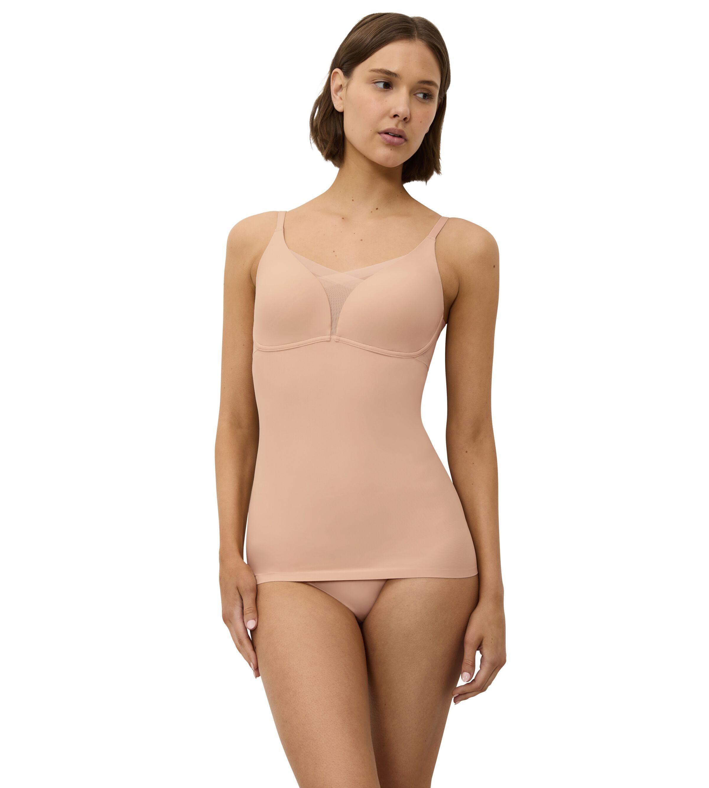 Triumph Bh-hemd Shape Smart Bra-Shirt gladmakend, zonder beugel, diepe v-hals met mesh-details