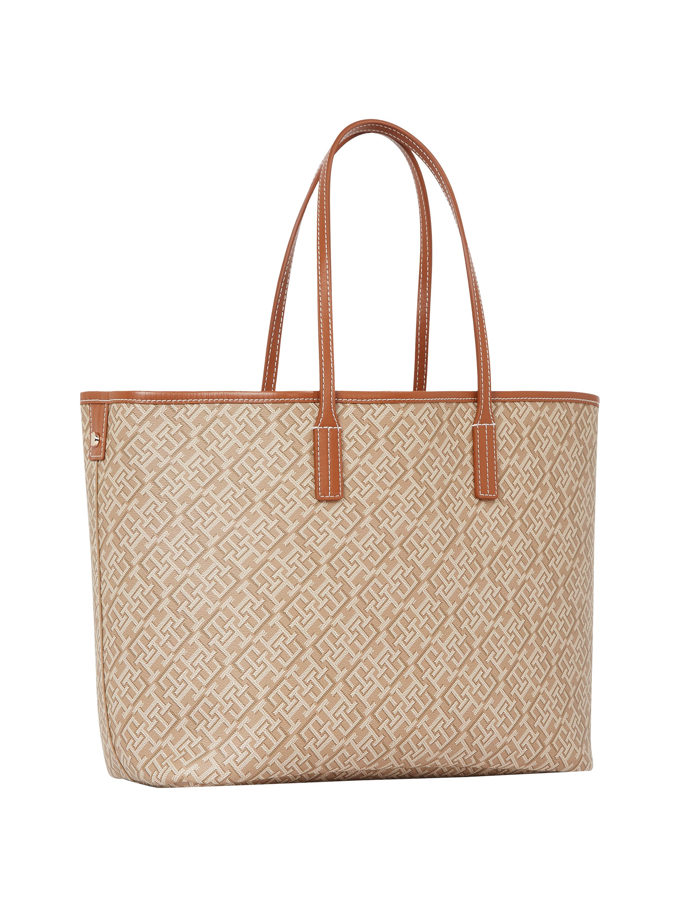 Tommy Hilfiger Draagtas TH MONOPLAY LEATHER TOTE , dames schoudertas, handtas, shopper met allover-print