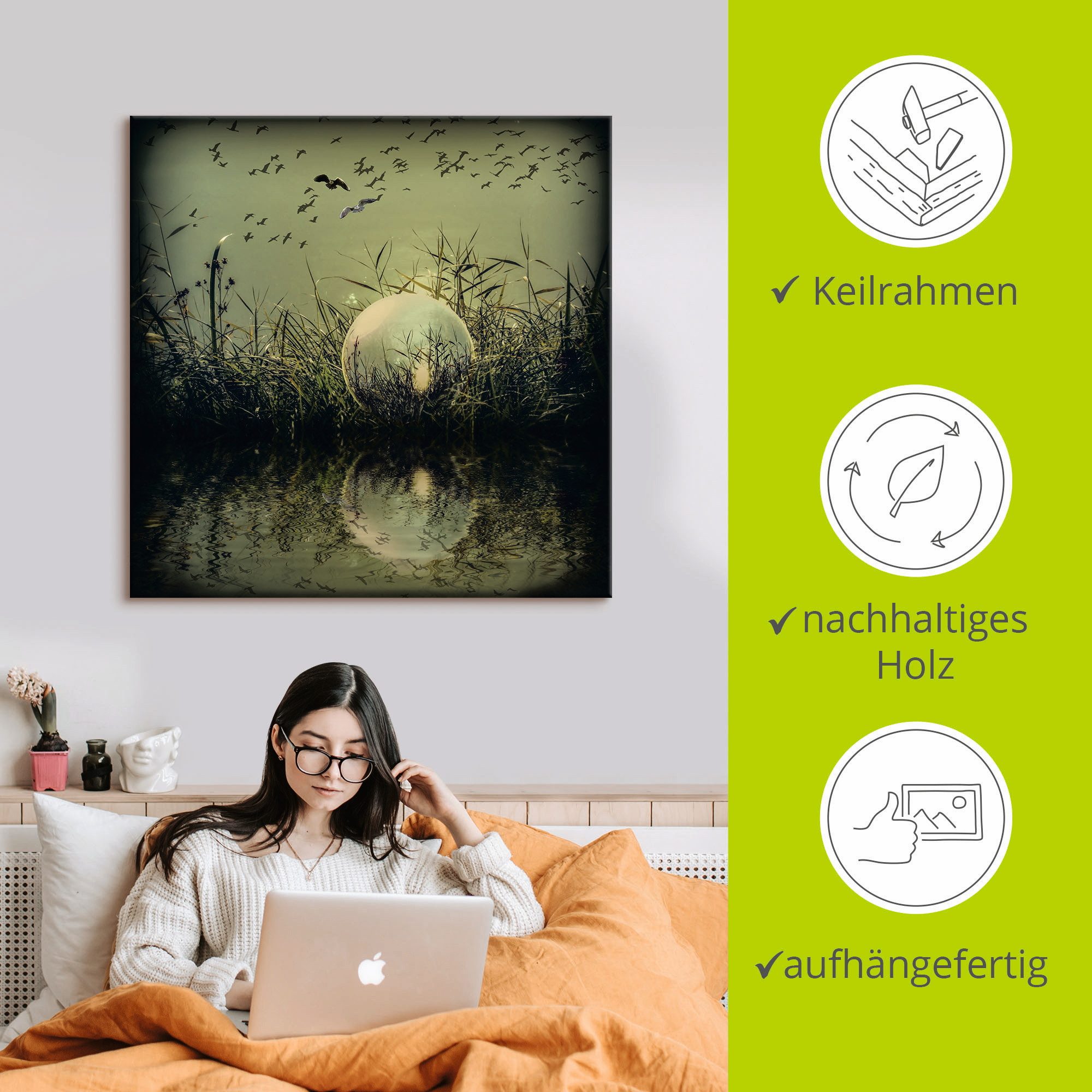 Artland Artprint In de glazen bol - mystiek als artprint van aluminium, artprint voor buiten, artprint op linnen, poster in verschillende maten. maten