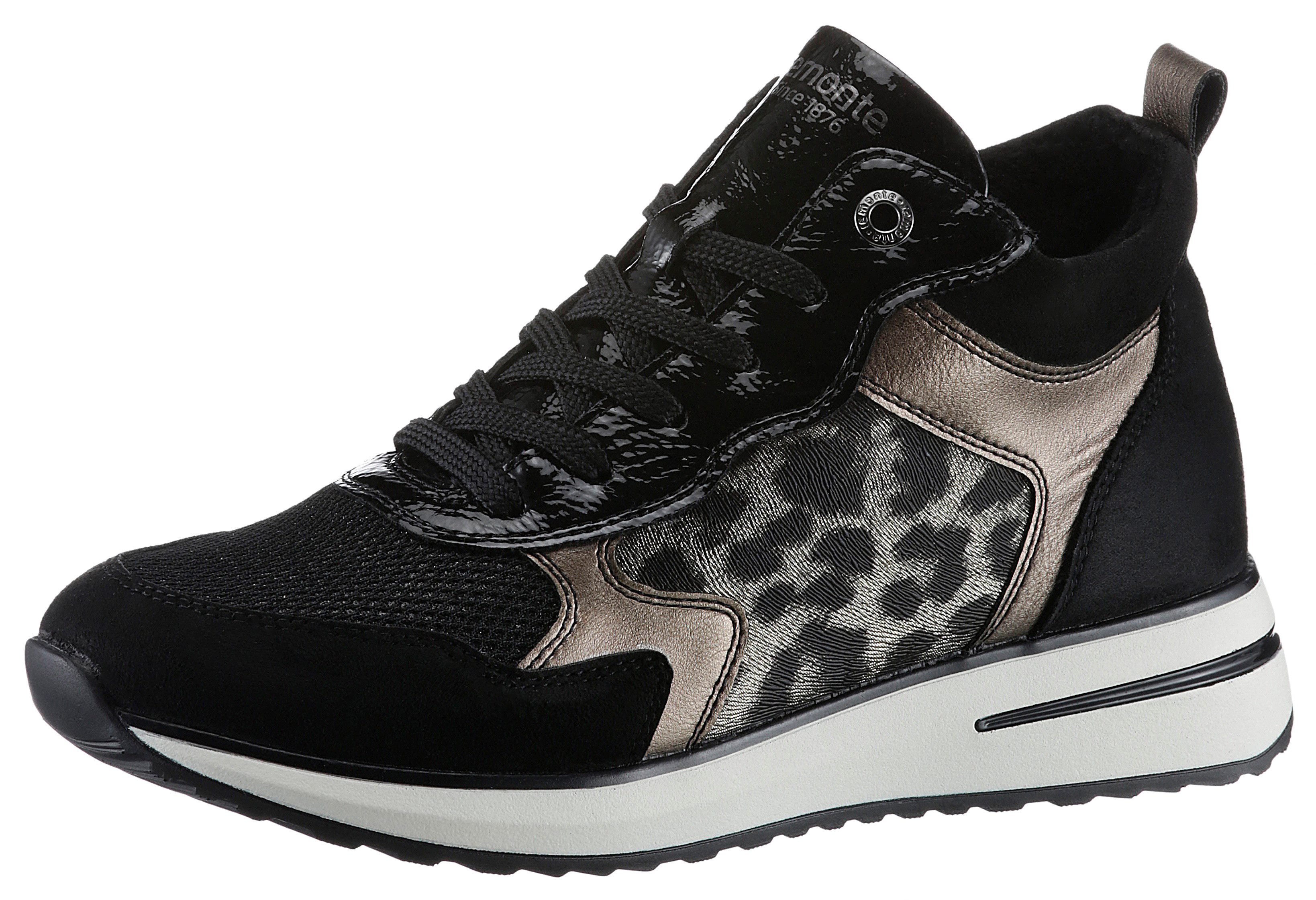 Remonte Sneakers met sleehak vrijetijdsschoen, high-top sneaker, veterschoen, binnenrits dames sleehak sneakers maat 36 EU zwart