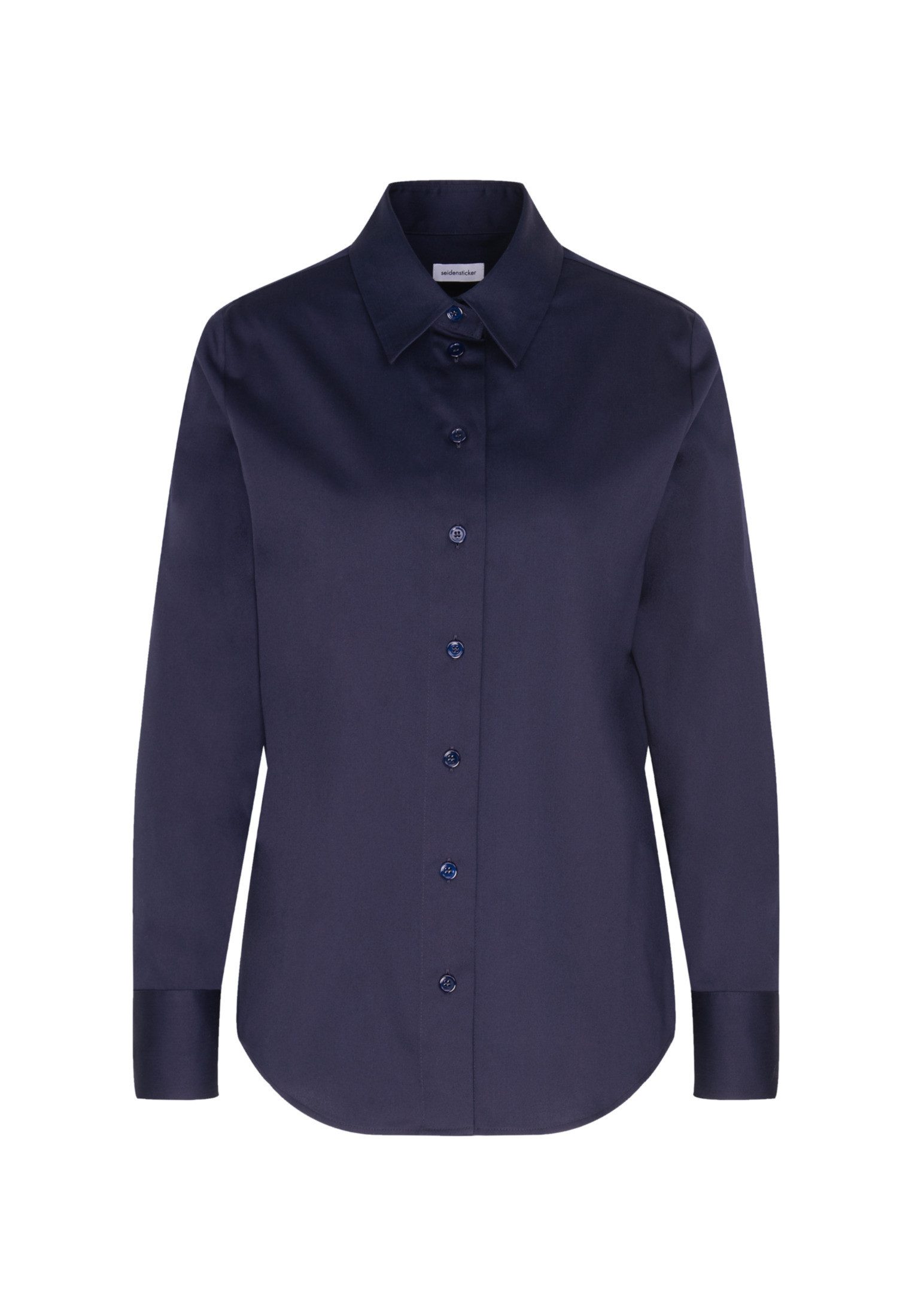 seidensticker Overhemdblouse Zwarte roos Lange mouwen kraag uni