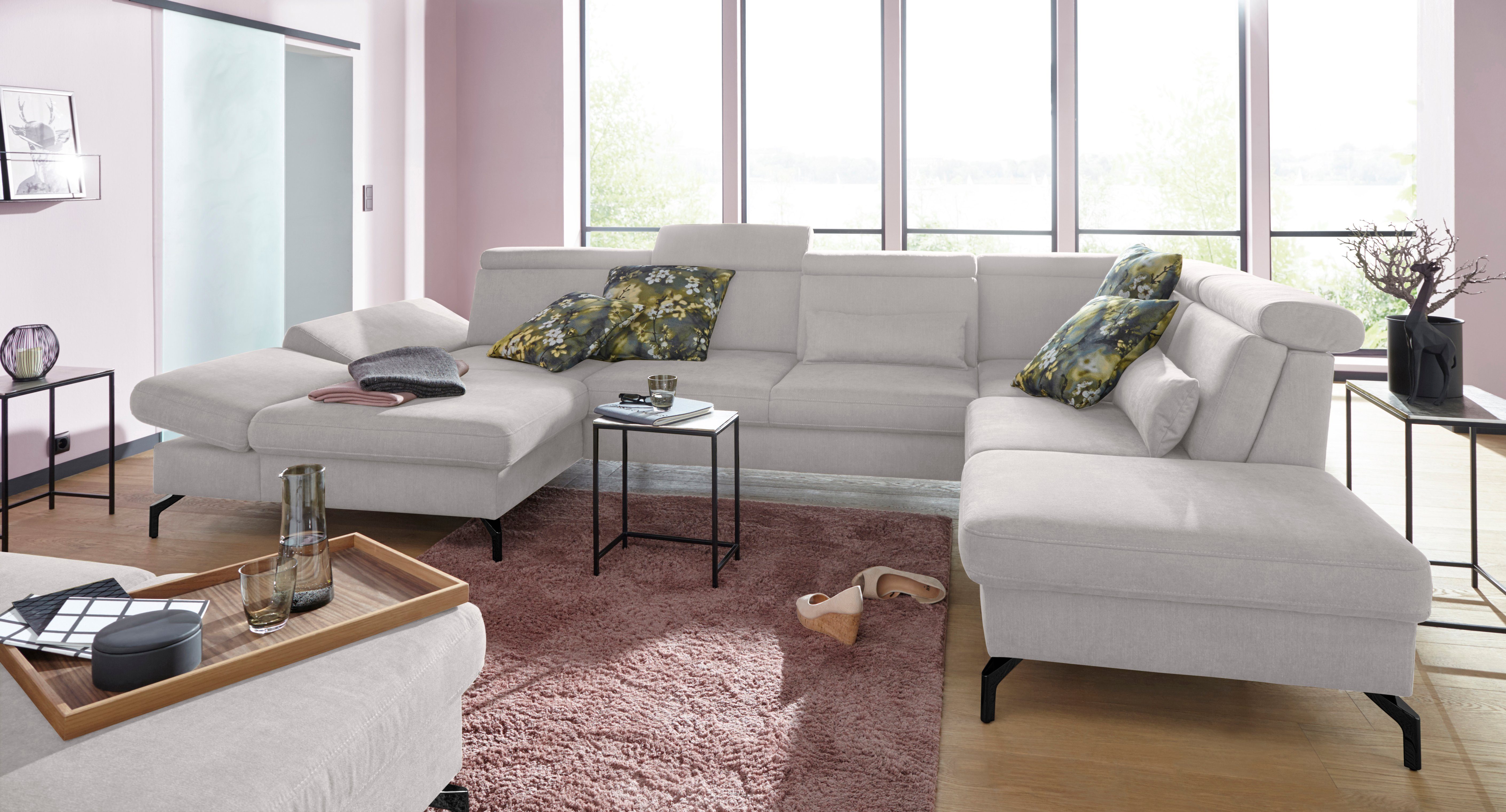 sit&more Zithoek Brisbane U-vorm Poothoogte 15 cm, inclusief verstelbare zitdiepte, armleuningen en hoofdeind