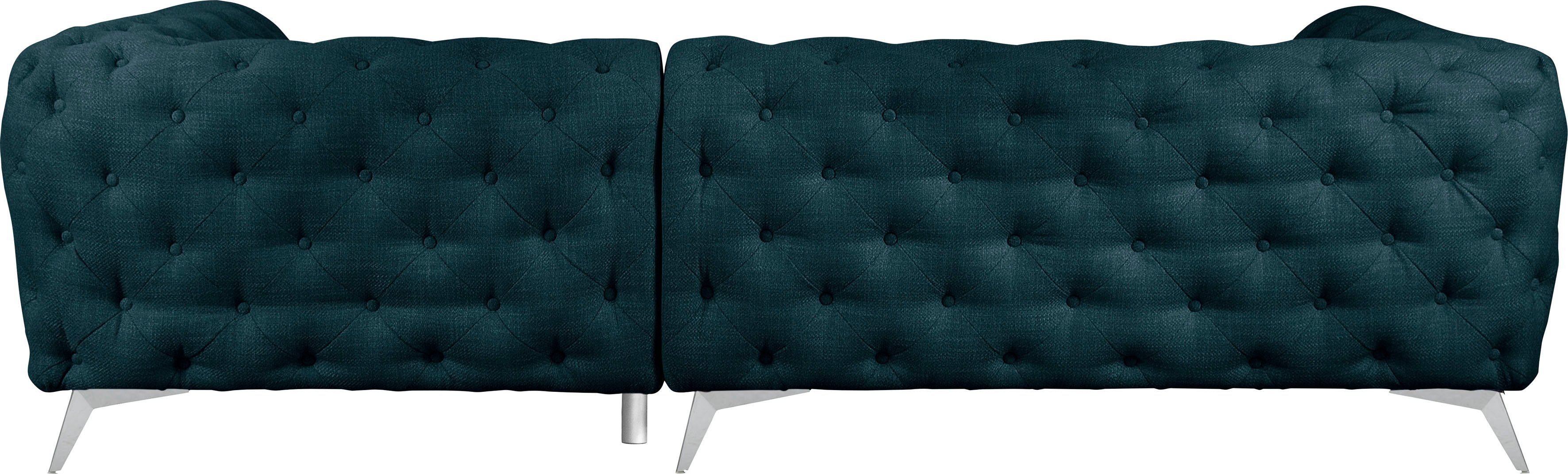 Leonique Chesterfield-bank Glynis L-vorm luxueuze capitonnage, moderne chesterfield look, kleur van de poten ter keuze