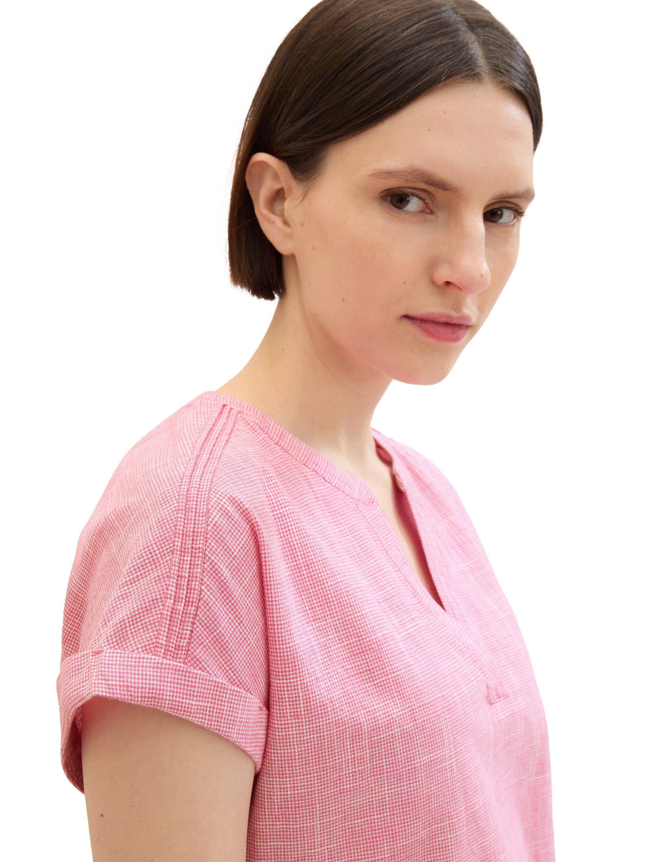 Tom Tailor Blouse zonder sluiting Korte mouw met geweven structuur en V-halslijn