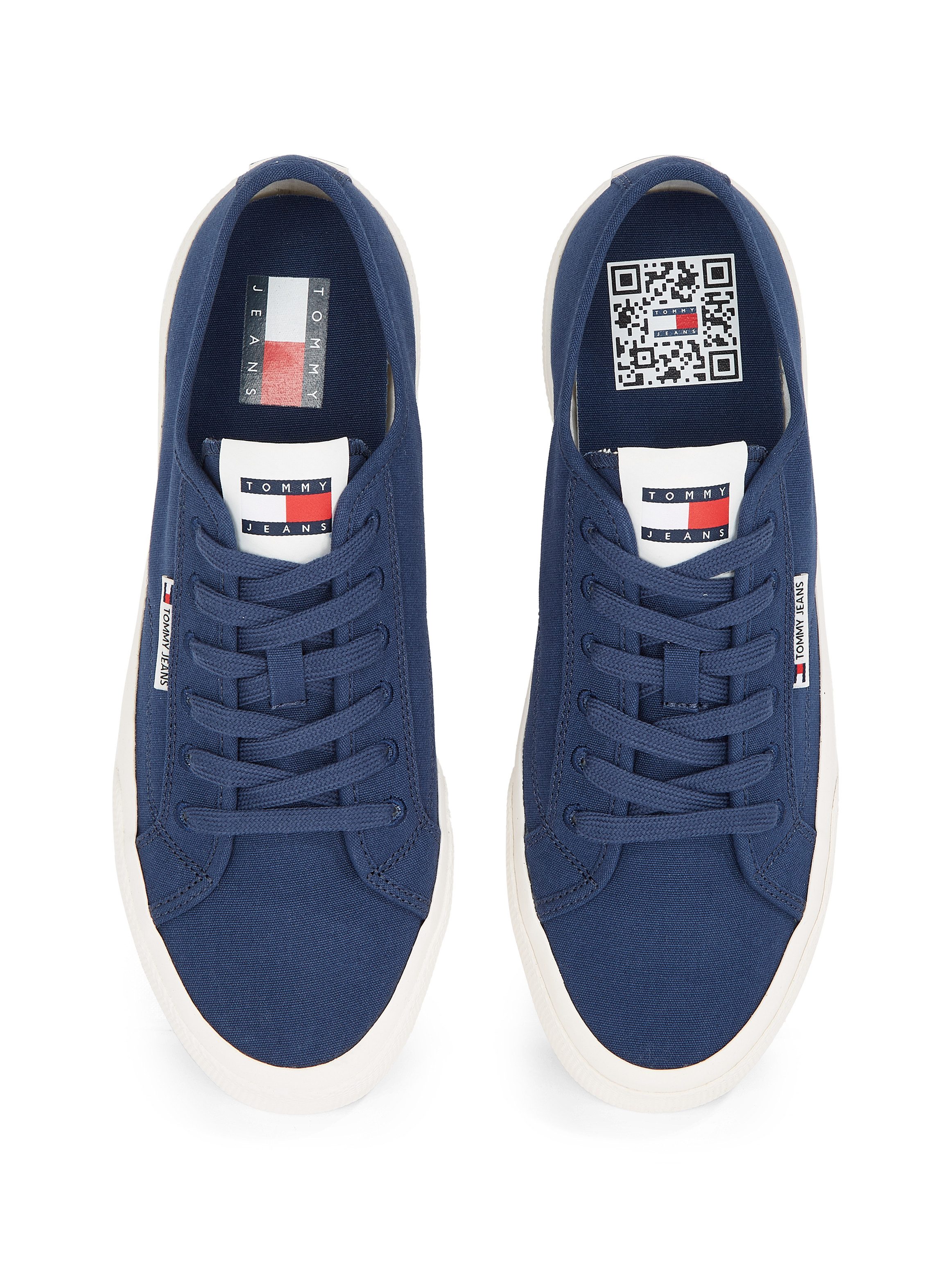 TOMMY JEANS Plateausneakers TJM LACE UP CANVAS COLOR , vrijetijdsschoen, lage schoen, veterschoen met logo-patch op de tong