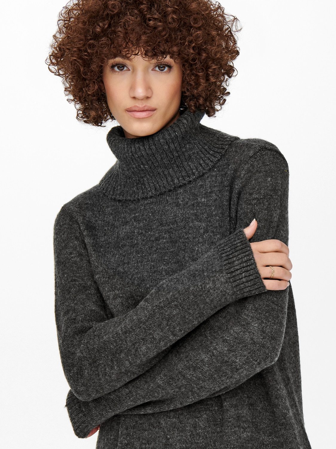 Only Gebreide jurk ONLBRANDIE L/S ROLL NECK DRESS