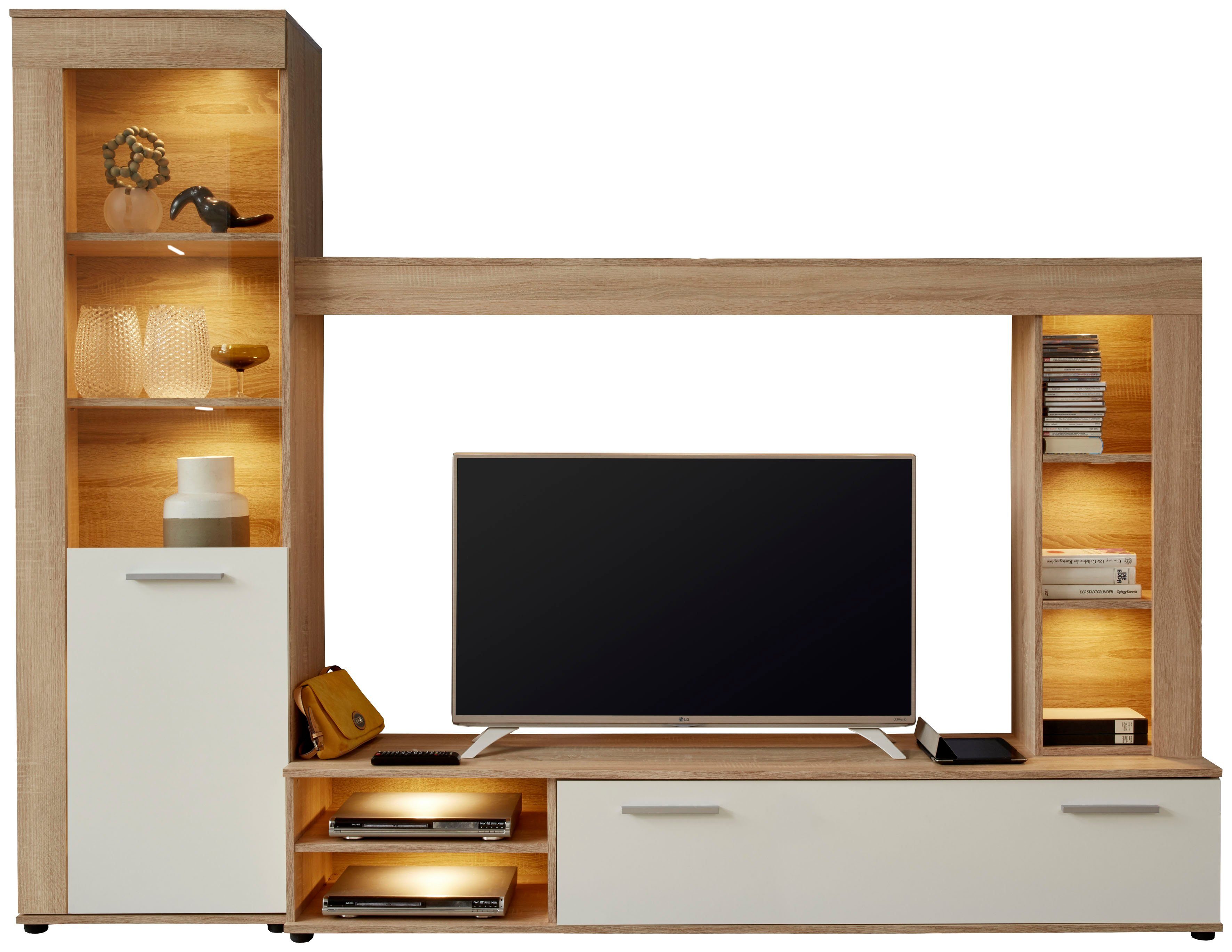 INOSIGN Wandmeubel LAHOLM Wandmeubel voor tv tot 65 inch - Afmetingen (B/D/H) 240/41/185 cm (set, 4-delig) tv-wandmeubels beige