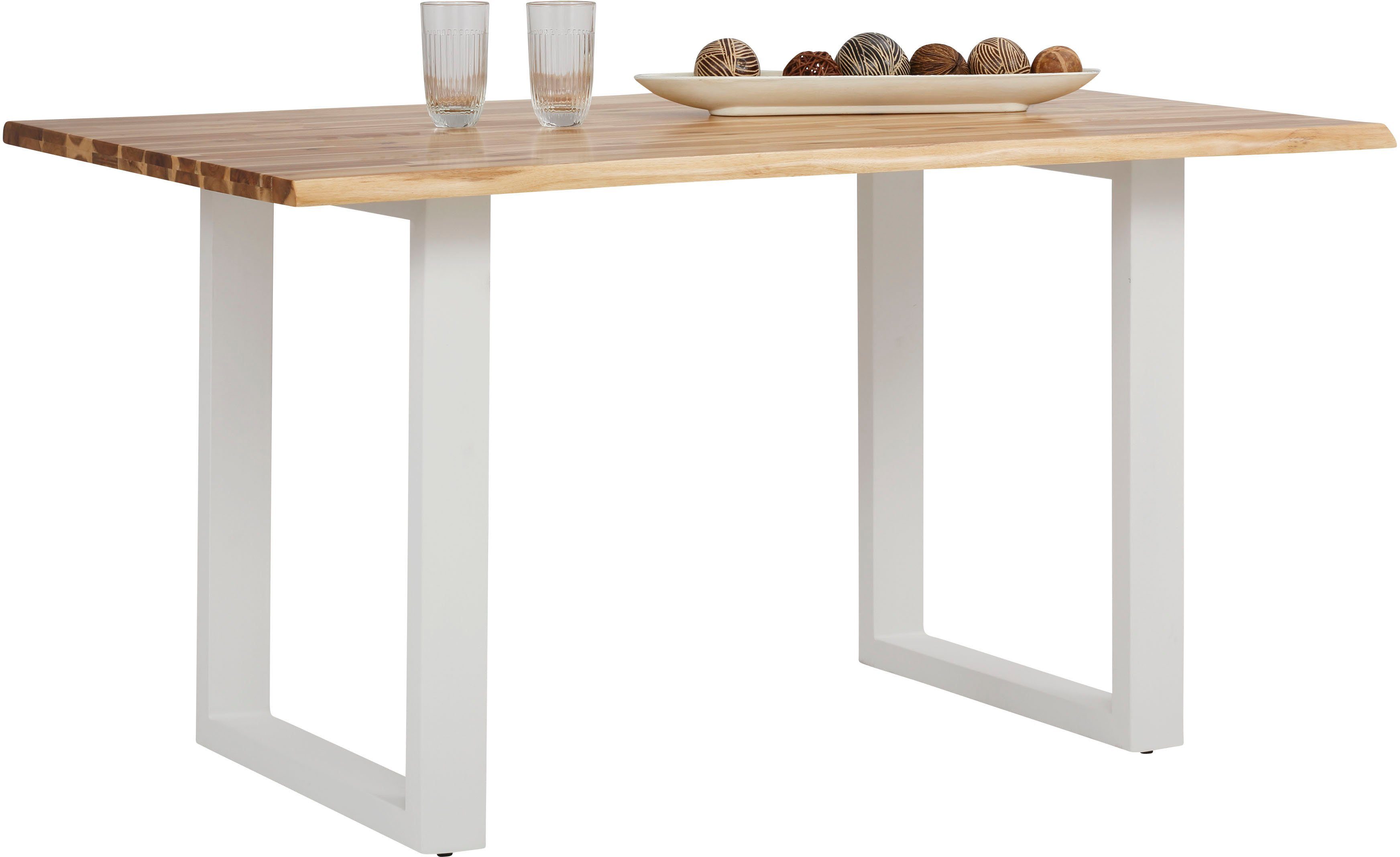 Home affaire Eettafel Melody Acaciahout, met metalen voetframe breedte 140 cm