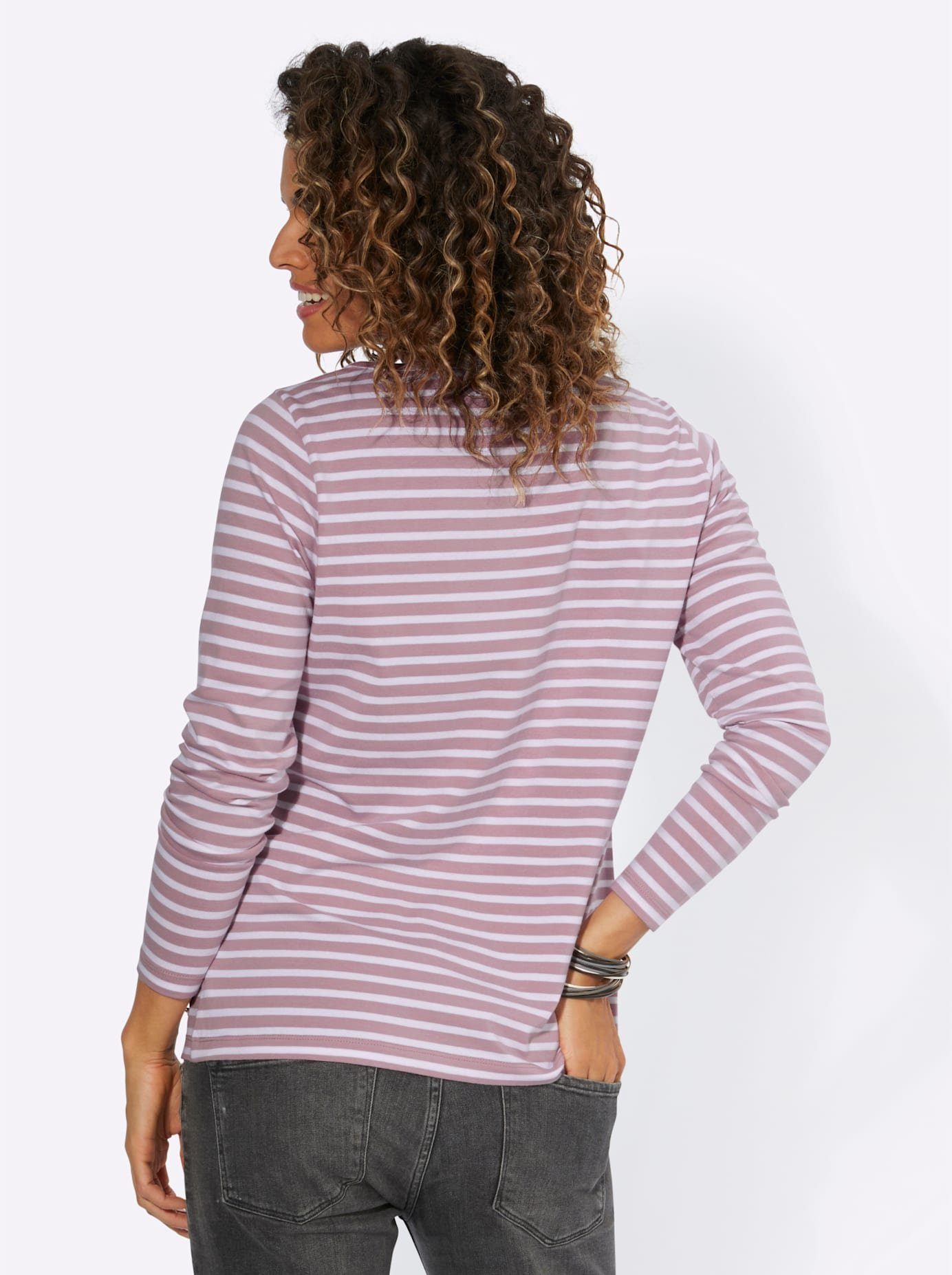 Casual Looks Shirt met lange mouwen Gestreept shirt (1-delig)