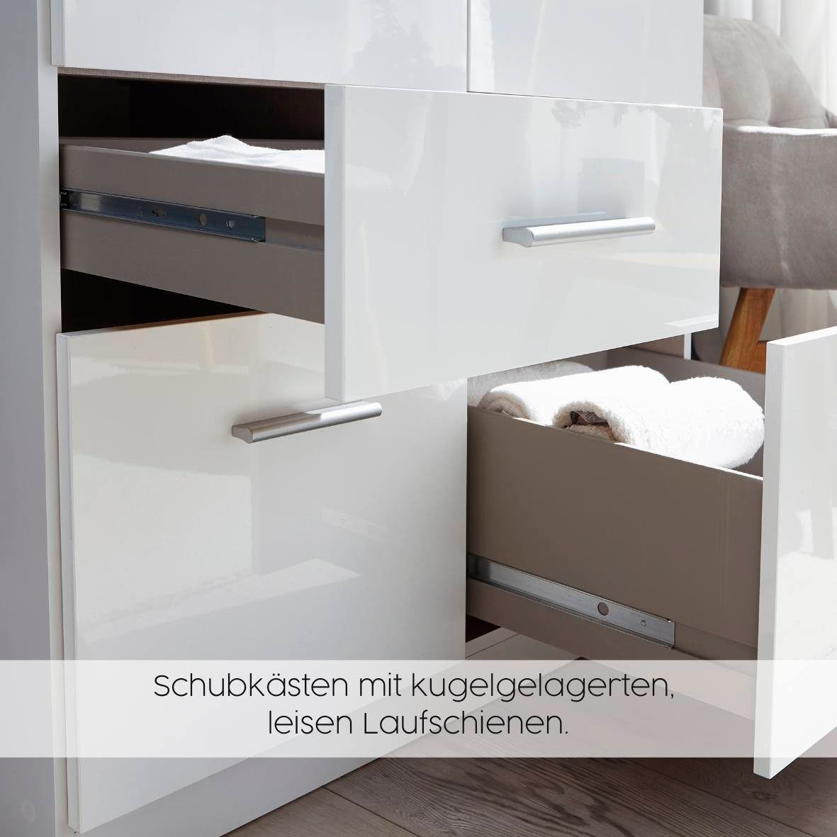 rauch Draaideurkast Voyager moderne grepen in grijs metallic met buitenlades made in germany