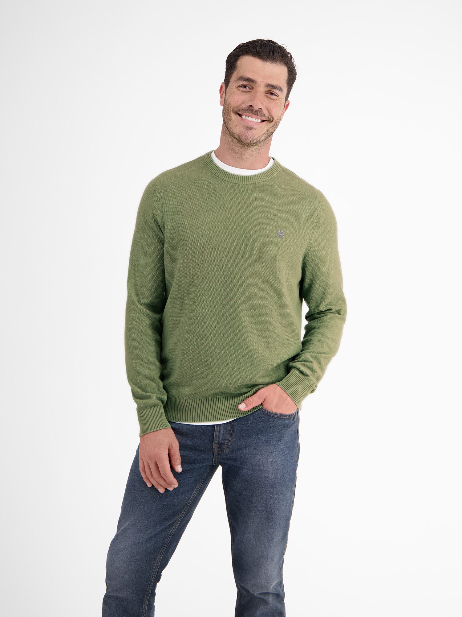 Lerros Gebreide trui LERROS lichte gebreide pullover met smalle ribstructuur