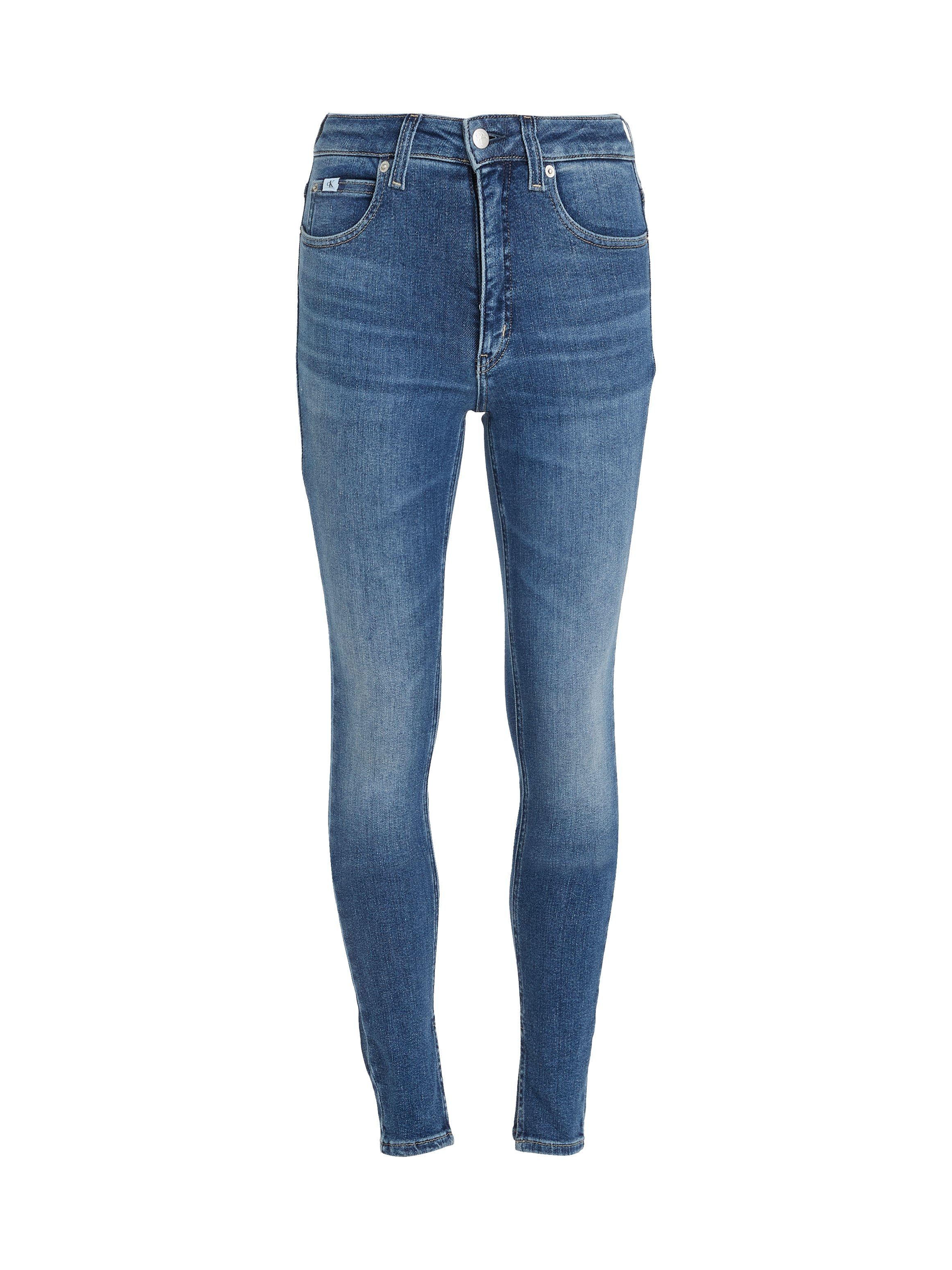 Calvin Klein Skinny fit jeans HIGH RISE SUPER SKINNY ANKLE met calvin klein jeans leren badge op de achterkant van de tailleband