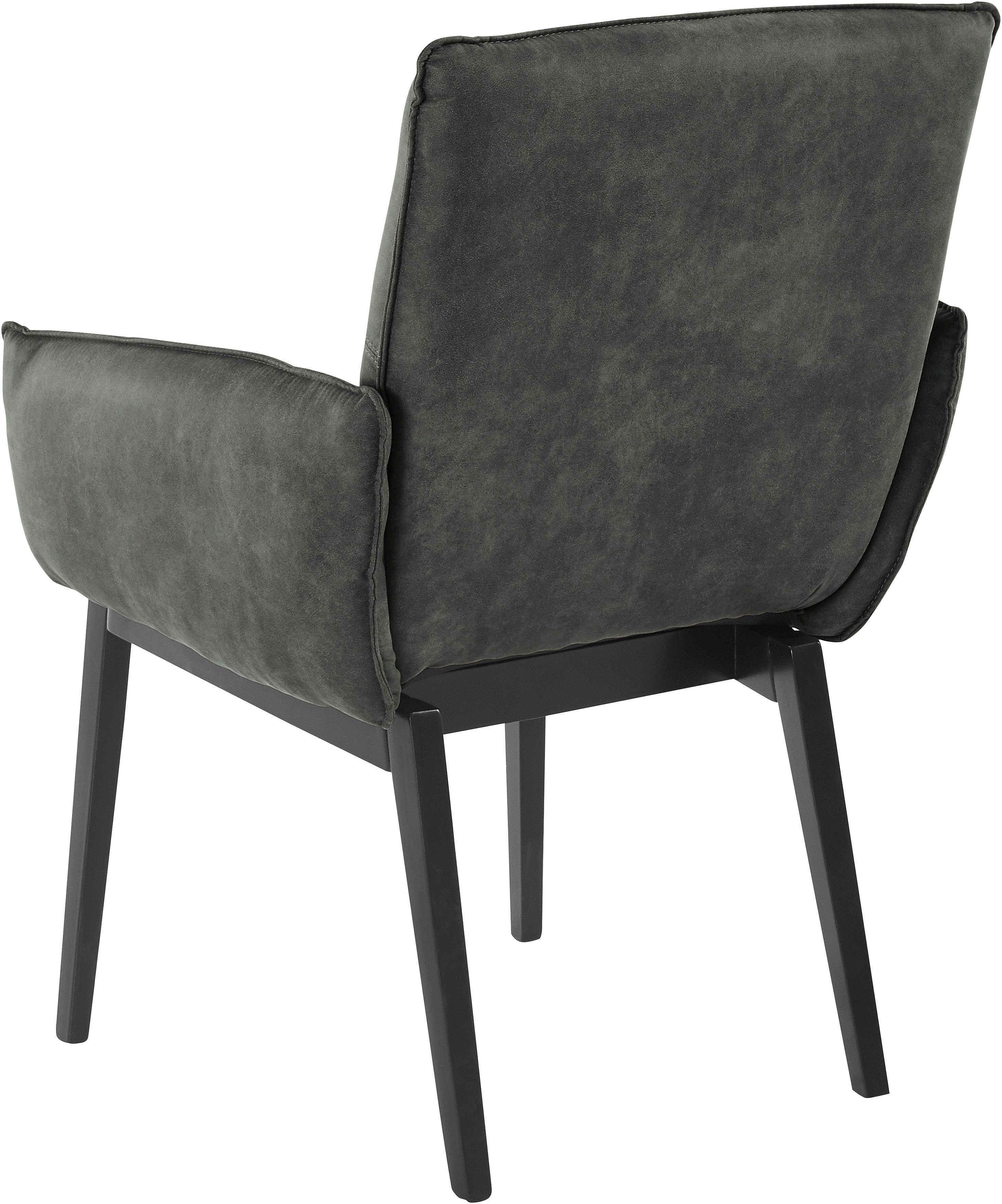 Home affaire Stoel met armleuningen Model 6 Bekleding van microvezel of leer, frame is beuken in zwart gelakt (2 stuks)