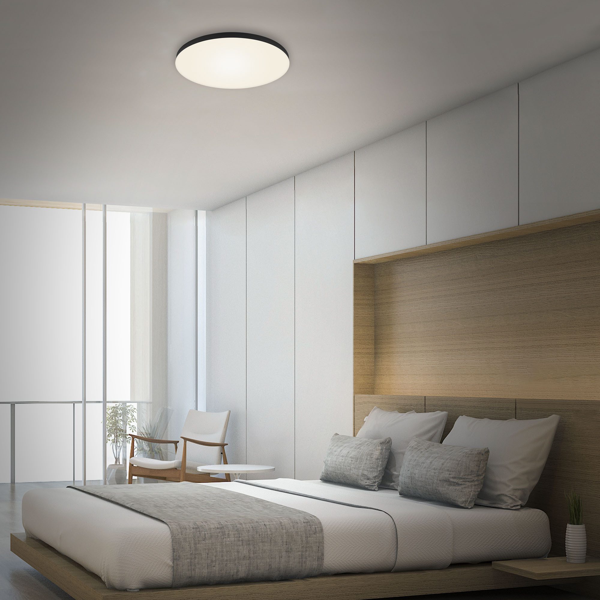 Briloner Leuchten Plafondlamp LED opbouwlamp Flame Plafondlamp, 38,7x3,6cm, 24,5W, woonkamer, slaapkamer, keuken