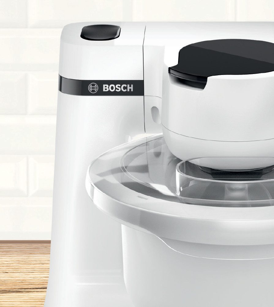 BOSCH Keukenmachine Serie 2 MUMSAW01, kunststof kom, doorloopsnijder, wit 4 schijven, kneedhaken/meng-/klopgarde, roestvrij staal vaatwasmachinebestendig