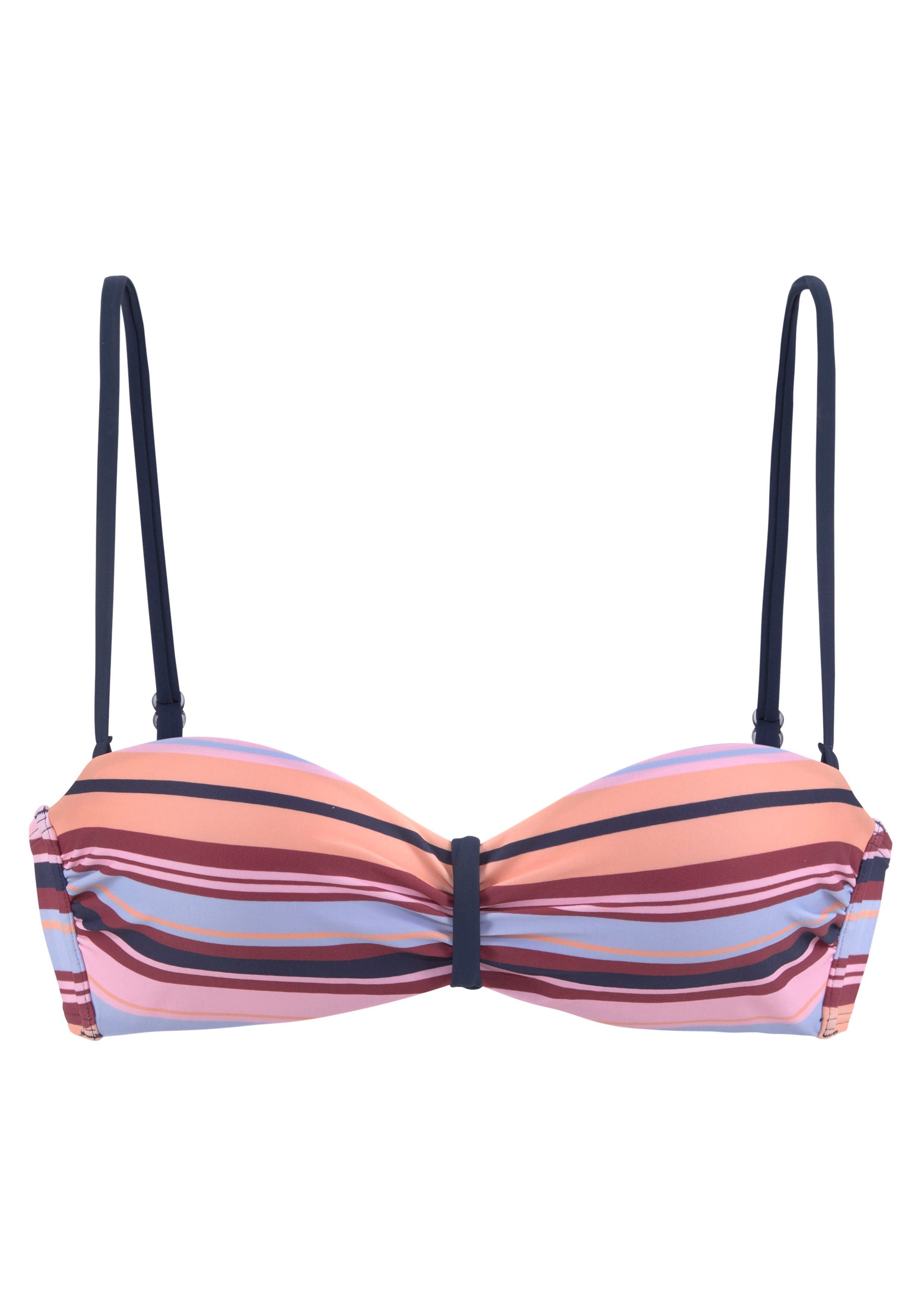 s.Oliver RED LABEL Beachwear Beugelbikinitop in bandeaumodel Pasta in trendy streep-look