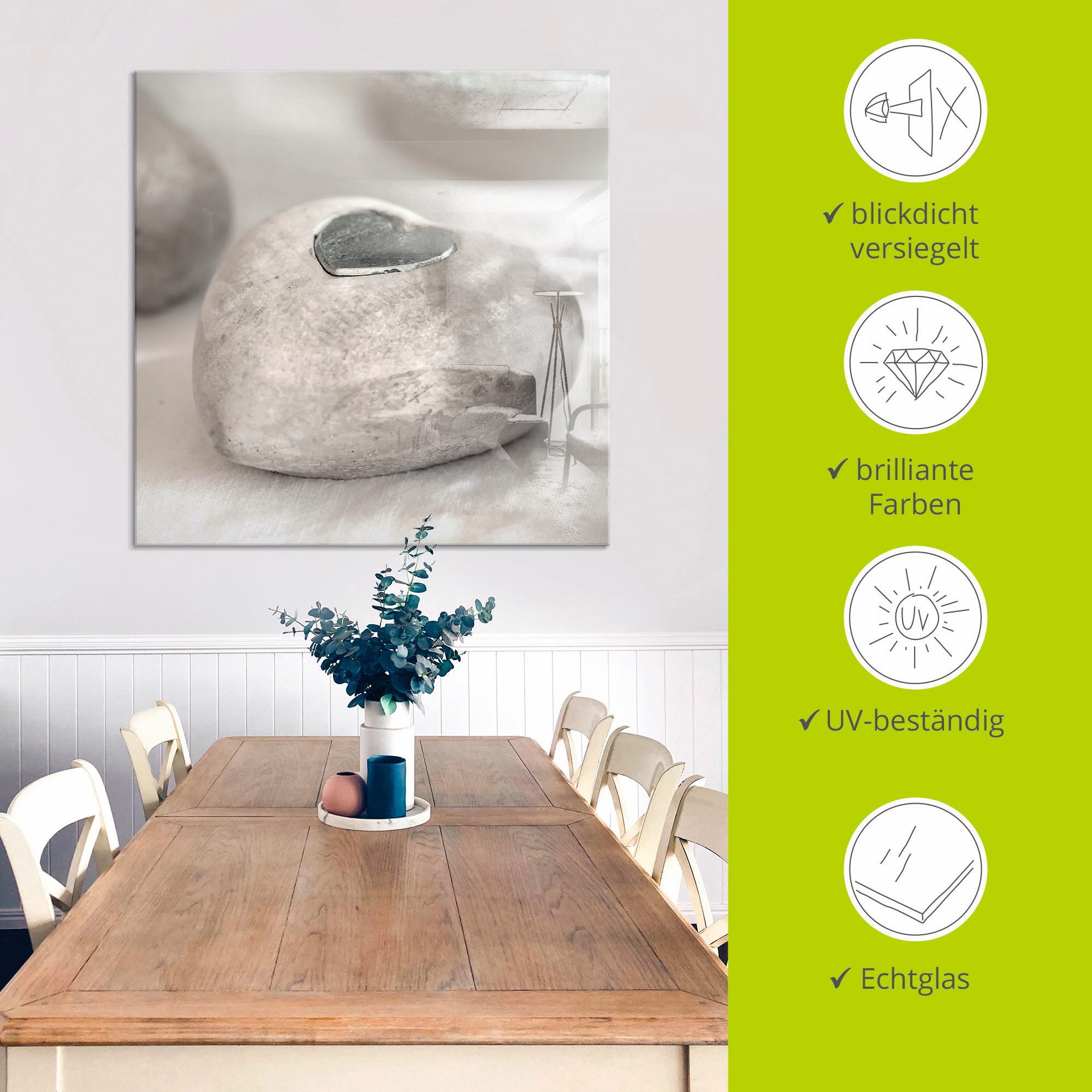 Artland Print op glas Harten in verschillende maten