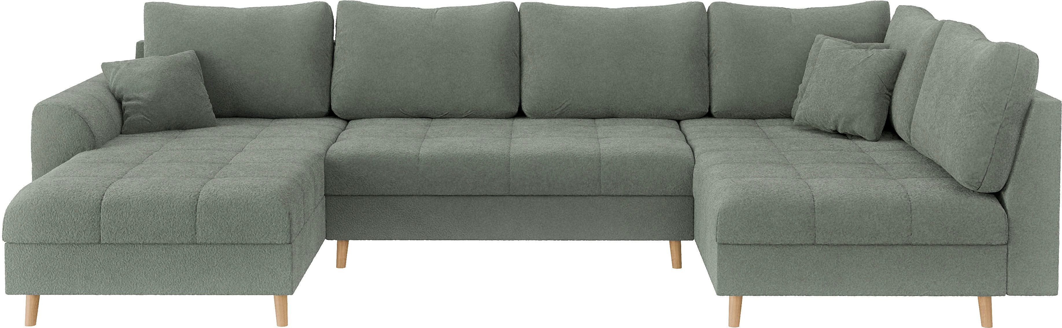 Home affaire Zithoek CHARRE U-vorm met ottomane, afmetingen B/D/H: 310/161/81 cm fijne stiksels, losse rug- en sierkussens, ook in cord en bouclé