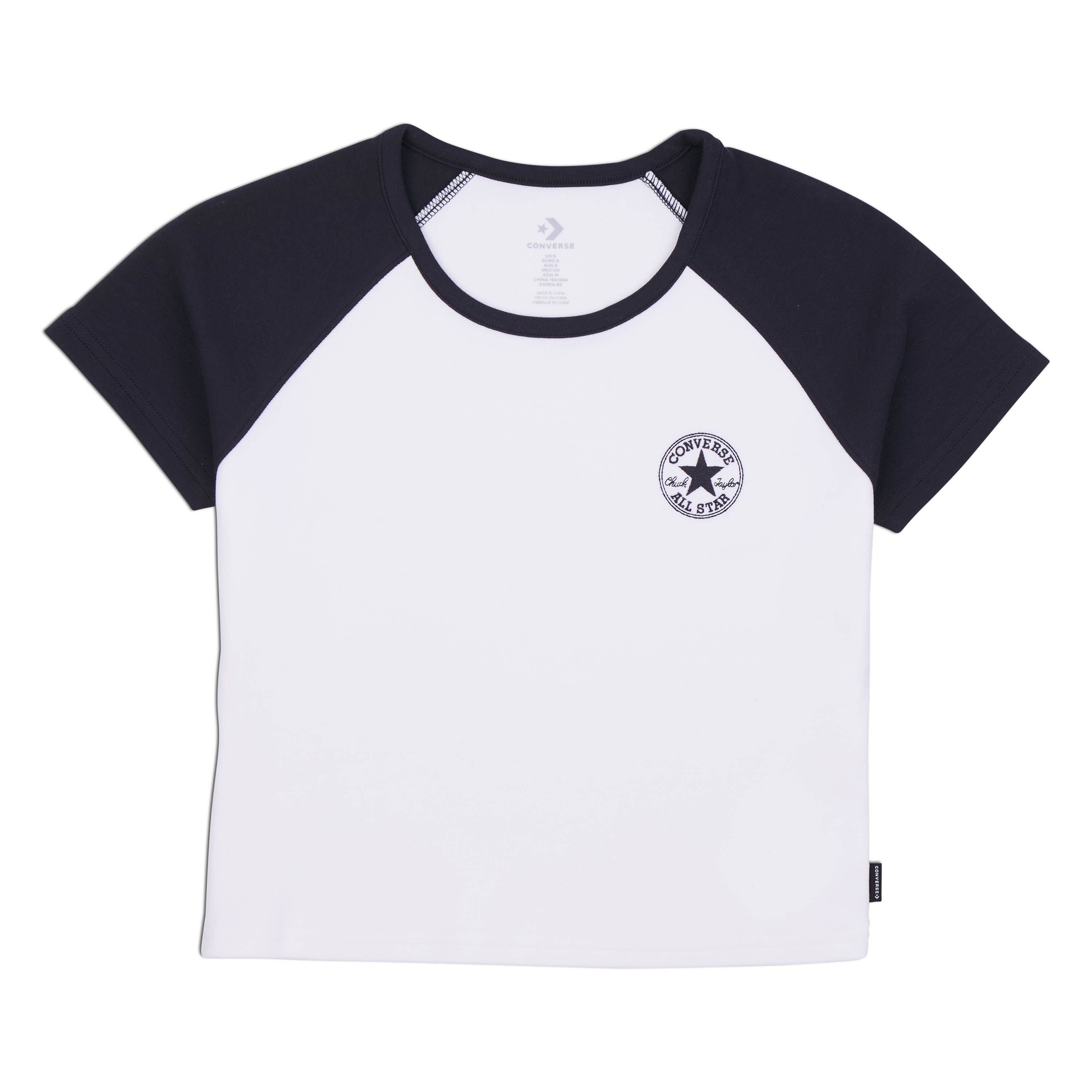 Converse T-shirt WOMEN'S CONVERSE CHUCK TAYLOR RAGLAN T-SHIRT (1-delig) dames tops maat L zwart