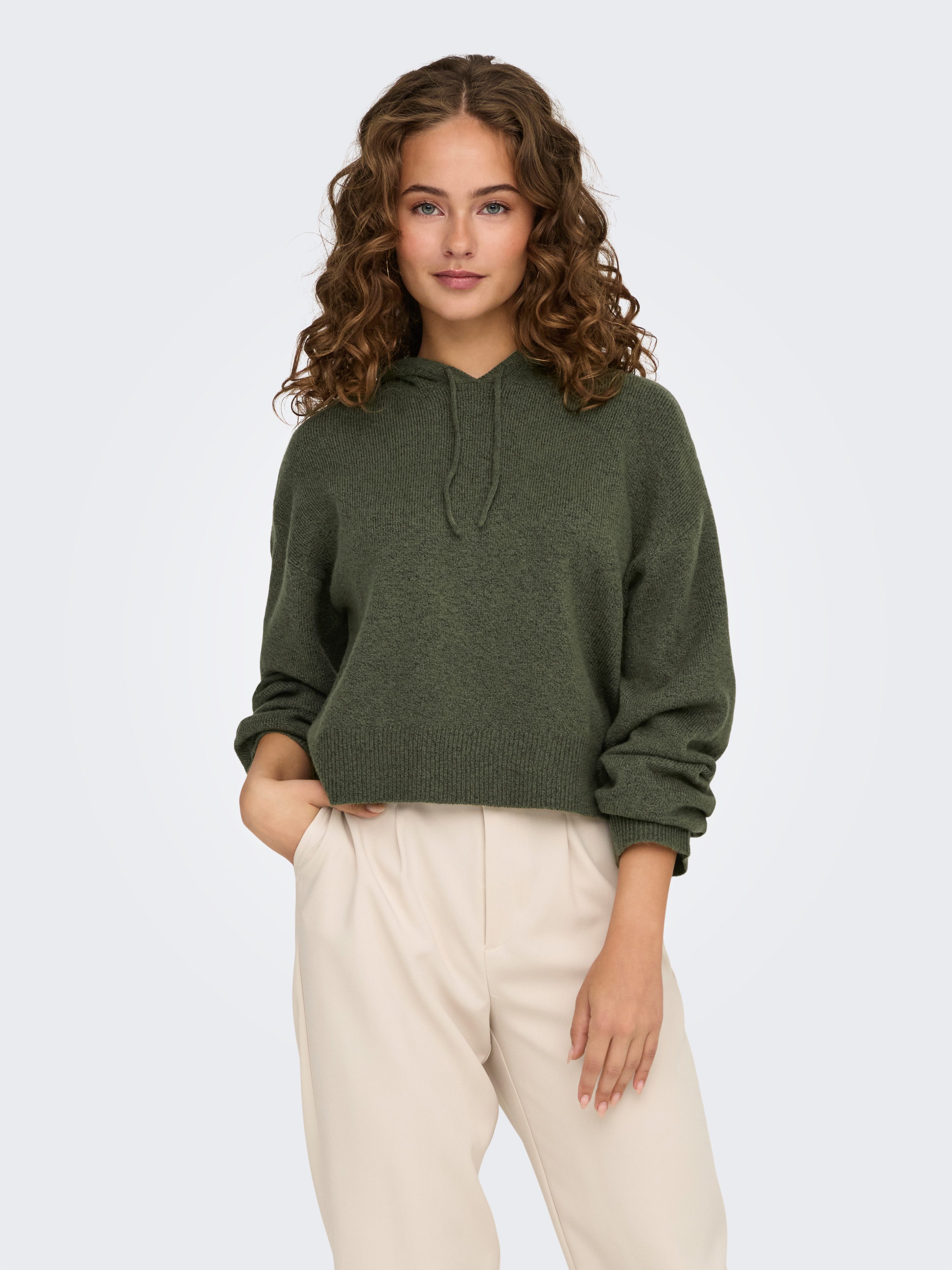 JDY Capuchontrui RUE LIFE L S SHORT HOOD PUL KNT NOOS
