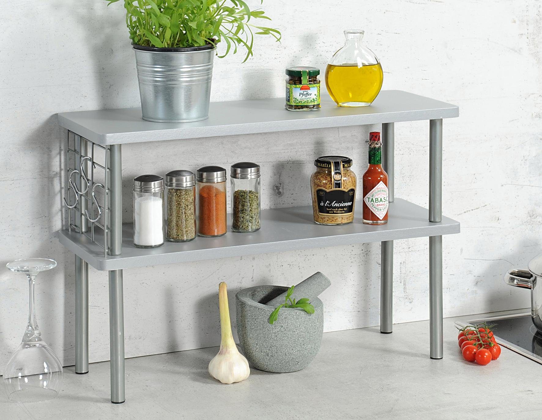 KESPER for kitchen & home Stellingkast met 2 planken in de kleur grijs