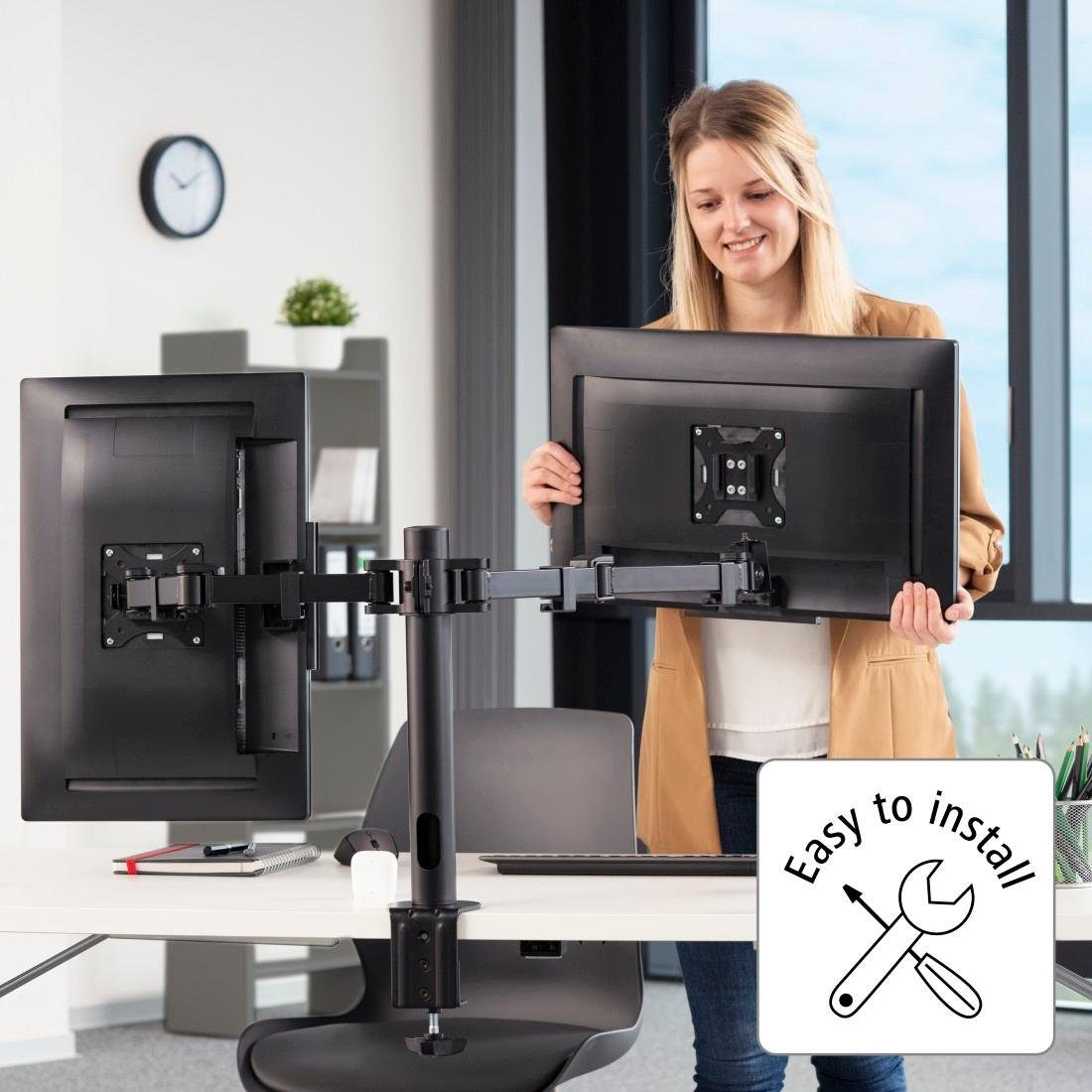 Hama Monitorhouder Beeldschermsteun, 2 monitoren, dubbele arm zwart