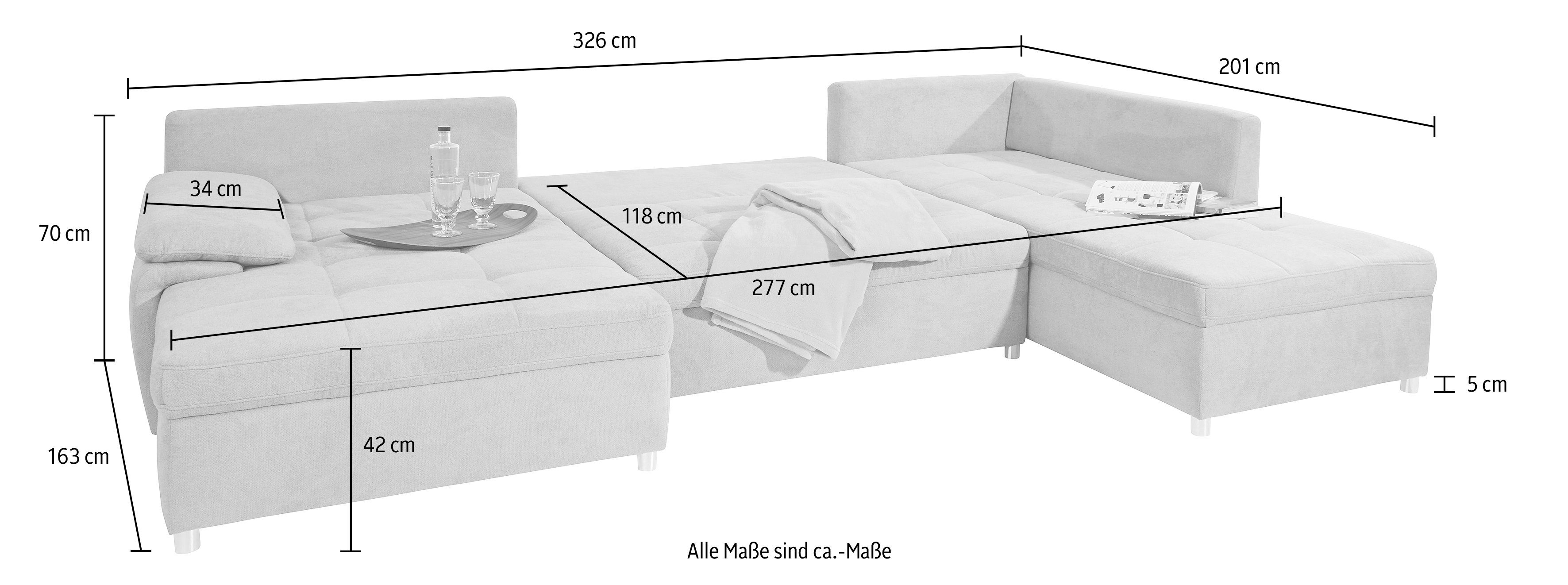 sit&more Zithoek Labene U-vorm naar keuze met slaapfunctie en bedkist