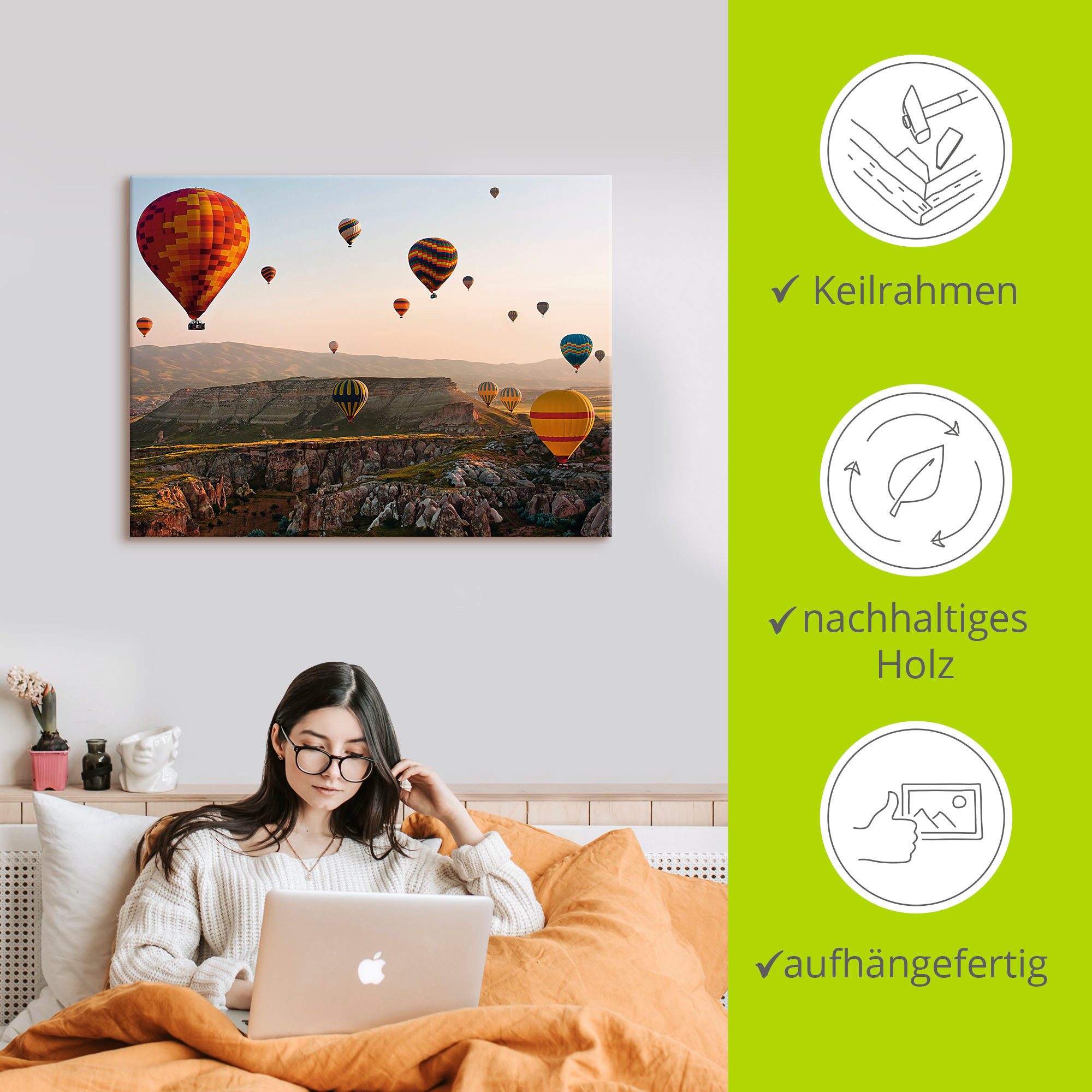 Artland Artprint Ballonvaart in Cappadocië als artprint op linnen, poster in verschillende formaten maten
